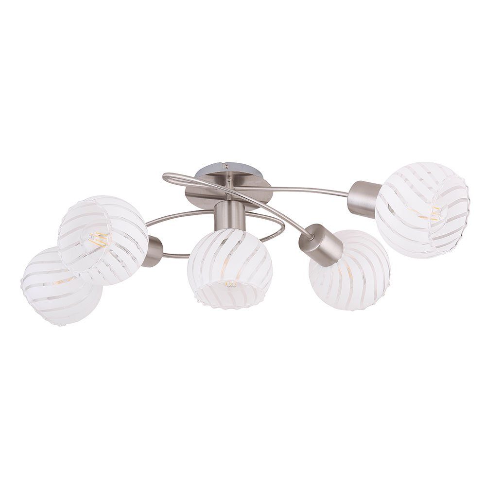 GLOBO LIGHTING Kugelleuchte, Leuchtmittel nicht inklusive, Deckenleuchte Deckenlampe Spotleuchte 5 Flammig Glas weiß