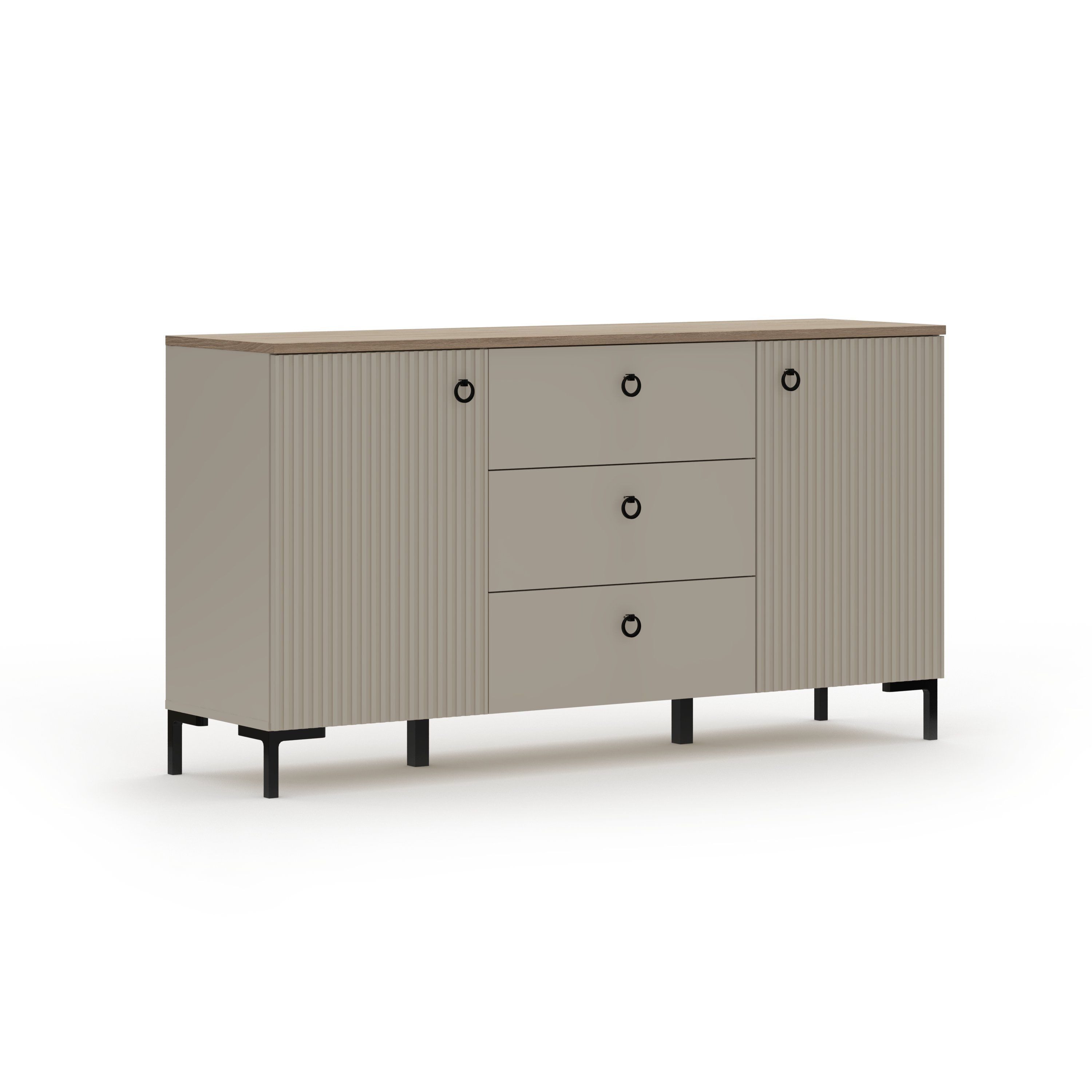 trendteam Sideboard, Mit Schubladen in Cashmere & Silverjack Eiche Dekor 150x81x41 cm