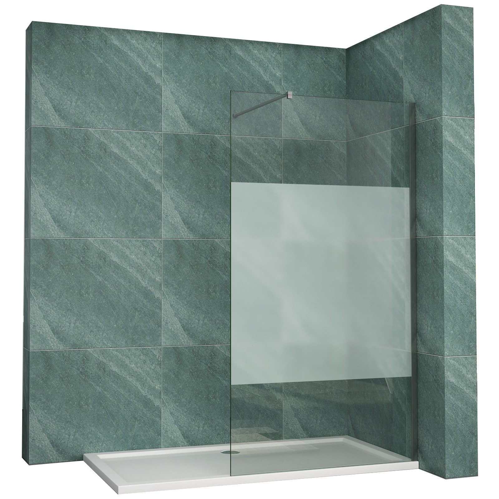 SONNI Duschwand Walk in Duschwand 8mm Nano glas teilsatiniert Duschabtrennu günstig online kaufen