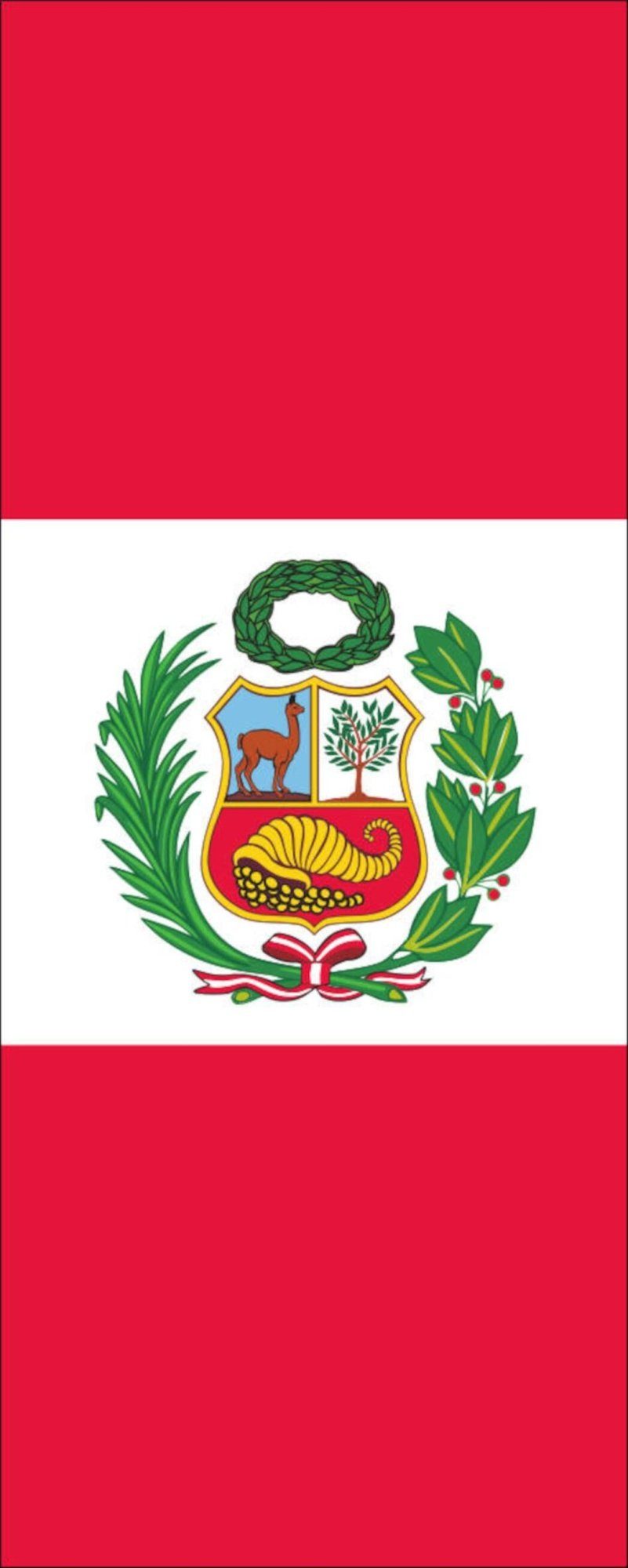 flaggenmeer Flagge Flagge Peru mit Wappen 110 g/m² Hochformat