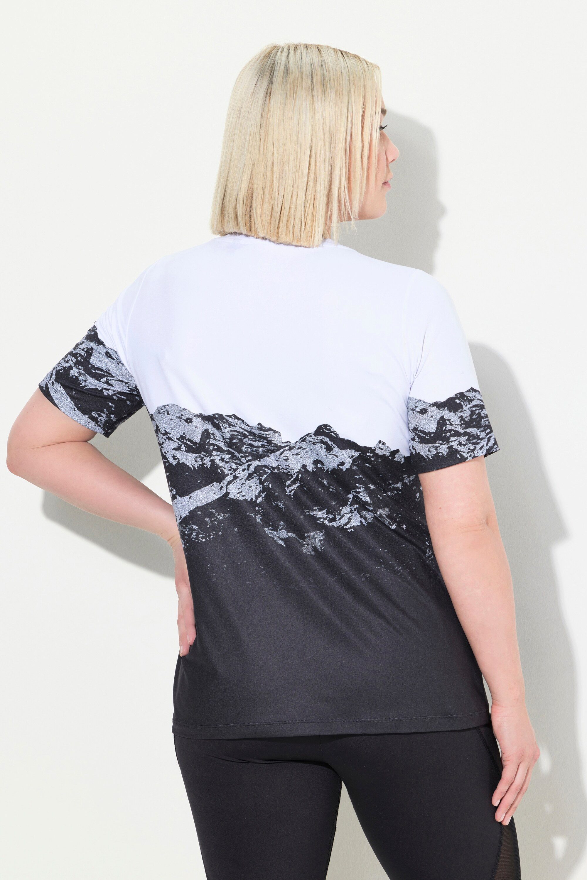 Ulla Popken T-Shirt Funktionsshirt Berge Rundhals Halbarm recycelt