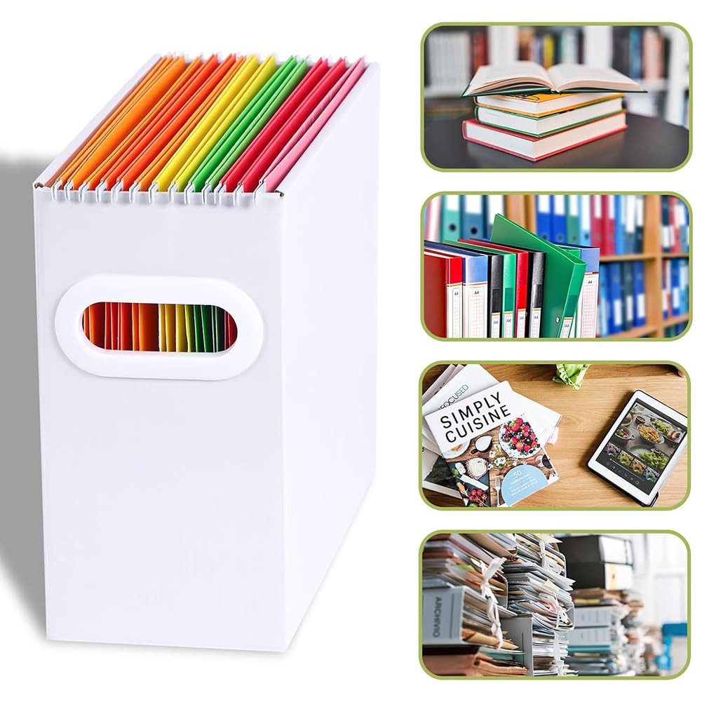 GarveeMore Archivcontainer Dokumentbox, Faltbare Wellpappe Faltbare Ordnerbox mit Griff