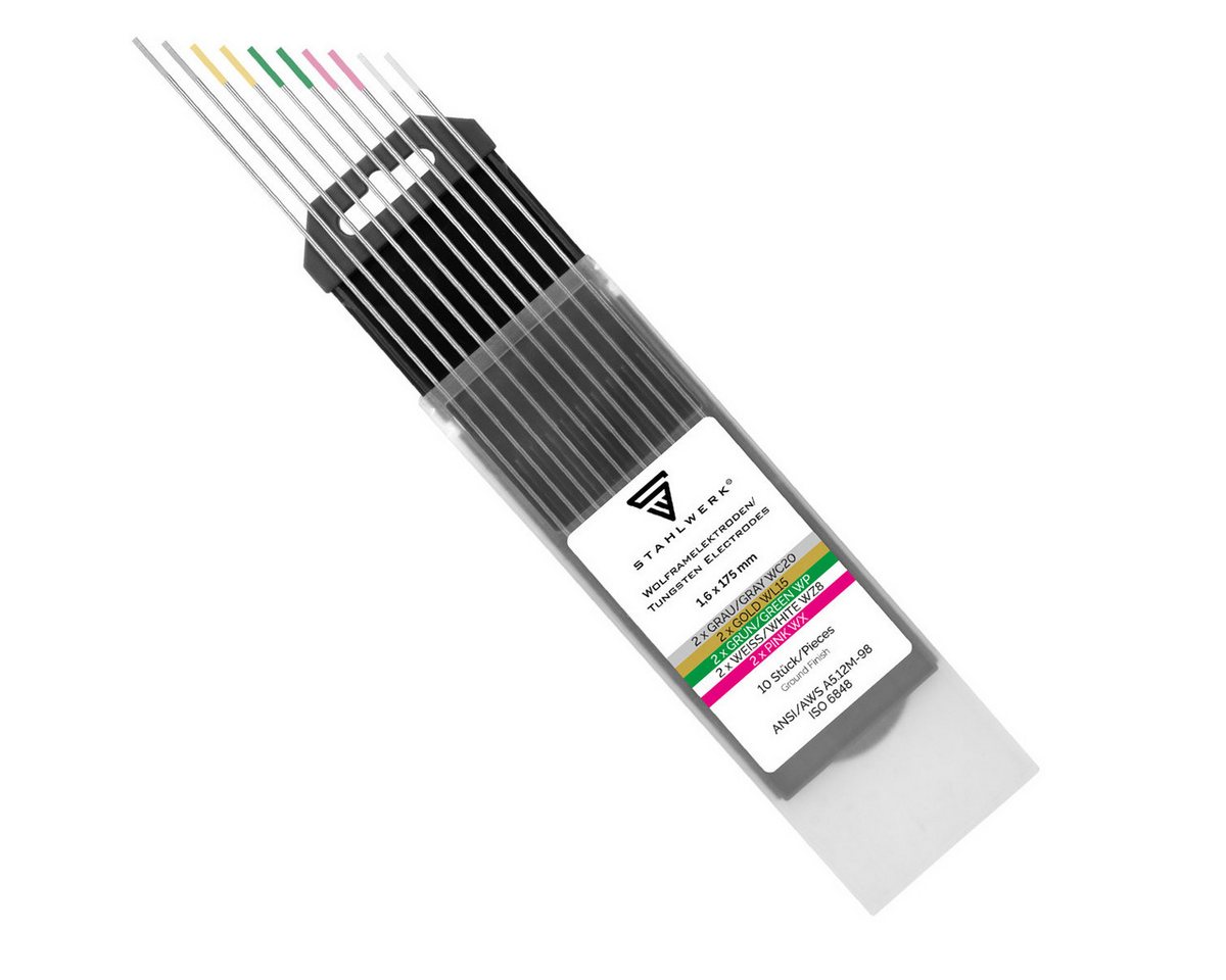 Thumbnail - STAHLWERK Stabelektroden 10 x WIG Wolframelektroden 1,6 mm versch. Sorten, (Packung), Perfektes Zündverhalten und hervor...