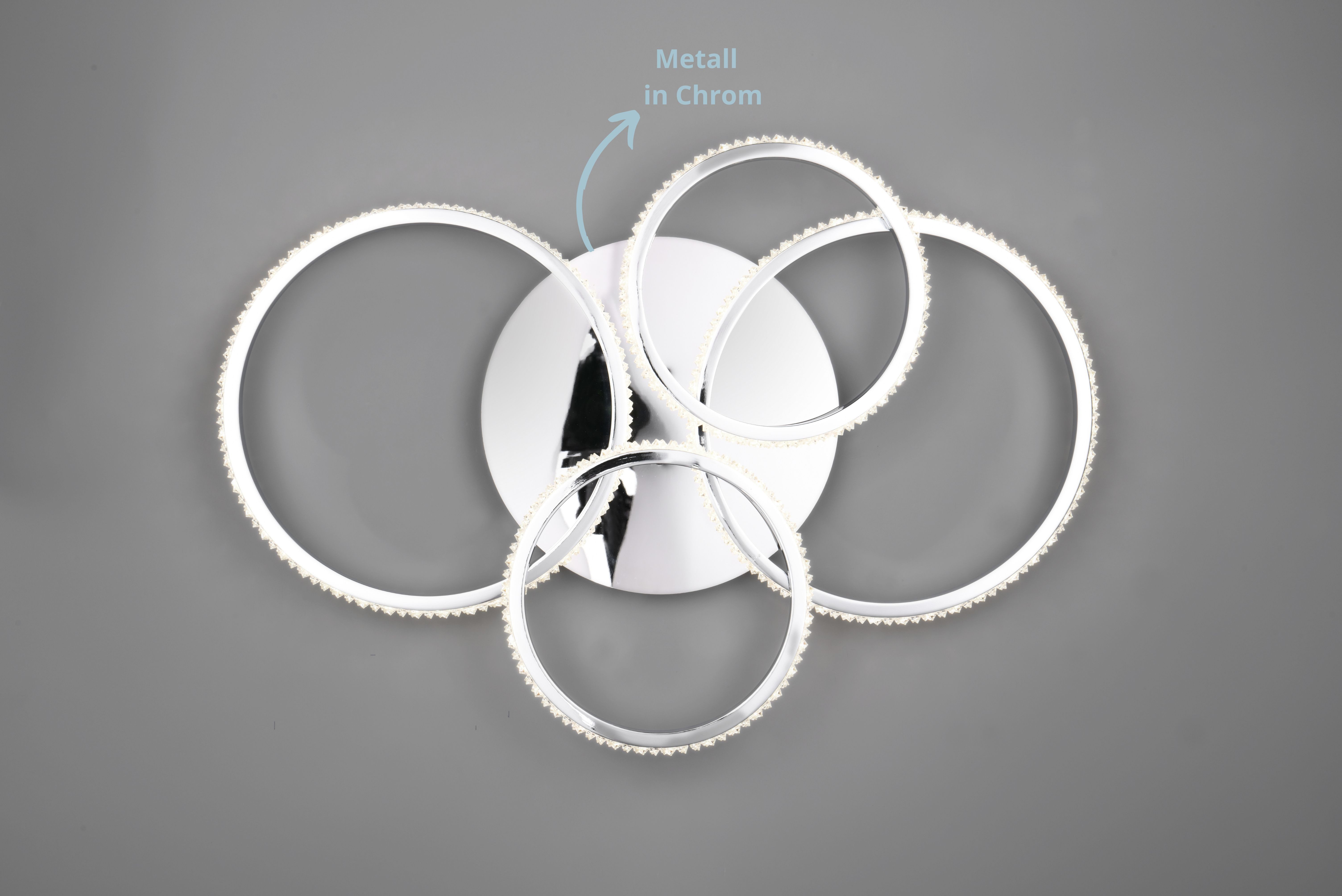 lightling LED Deckenleuchte Cristin, LED fest integriert, Tageslichtweiß, dimmbar mit Schalter, schwenkbar, IP20 Indoor, chrom
