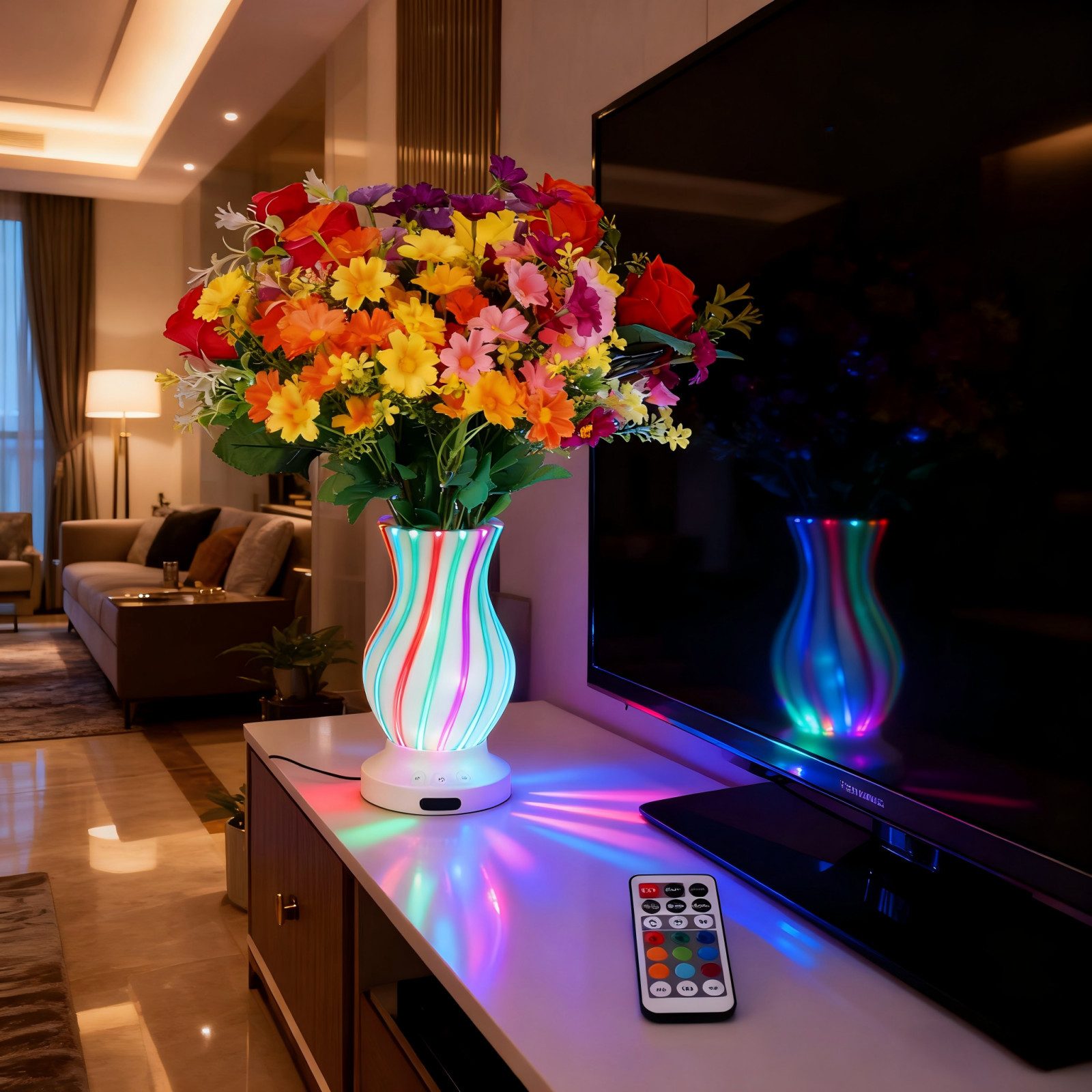 PRIISF LED Nachttischlampe LED Tischlampe Blumenvase Tischleuchte RGB Nachtlicht Vase Beleuchtung, AKKU-Wiederaufladbares, LED Tischvase Schreibtischlampe Nachtlampe Atmosphäre, RGB Farbwechsel Nachtleuchte Vasen Dekovase Stimmungslicht, Dekolicht Geschenk Für Valentinstag, Jahrestag, Geburtstag, Muttertag