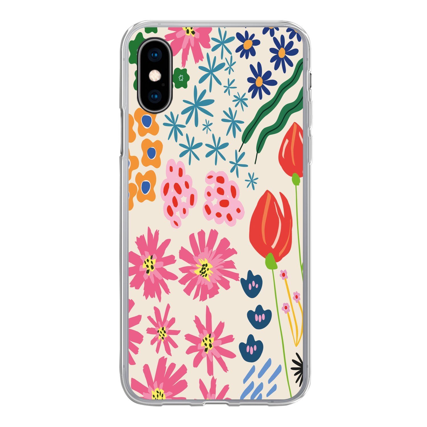 MuchoWow Handyhülle für Apple iPhone X Blumen - Gestaltung - Tulpe, Smartphone-Bumper, Print, Handy Schutzhülle Dünn