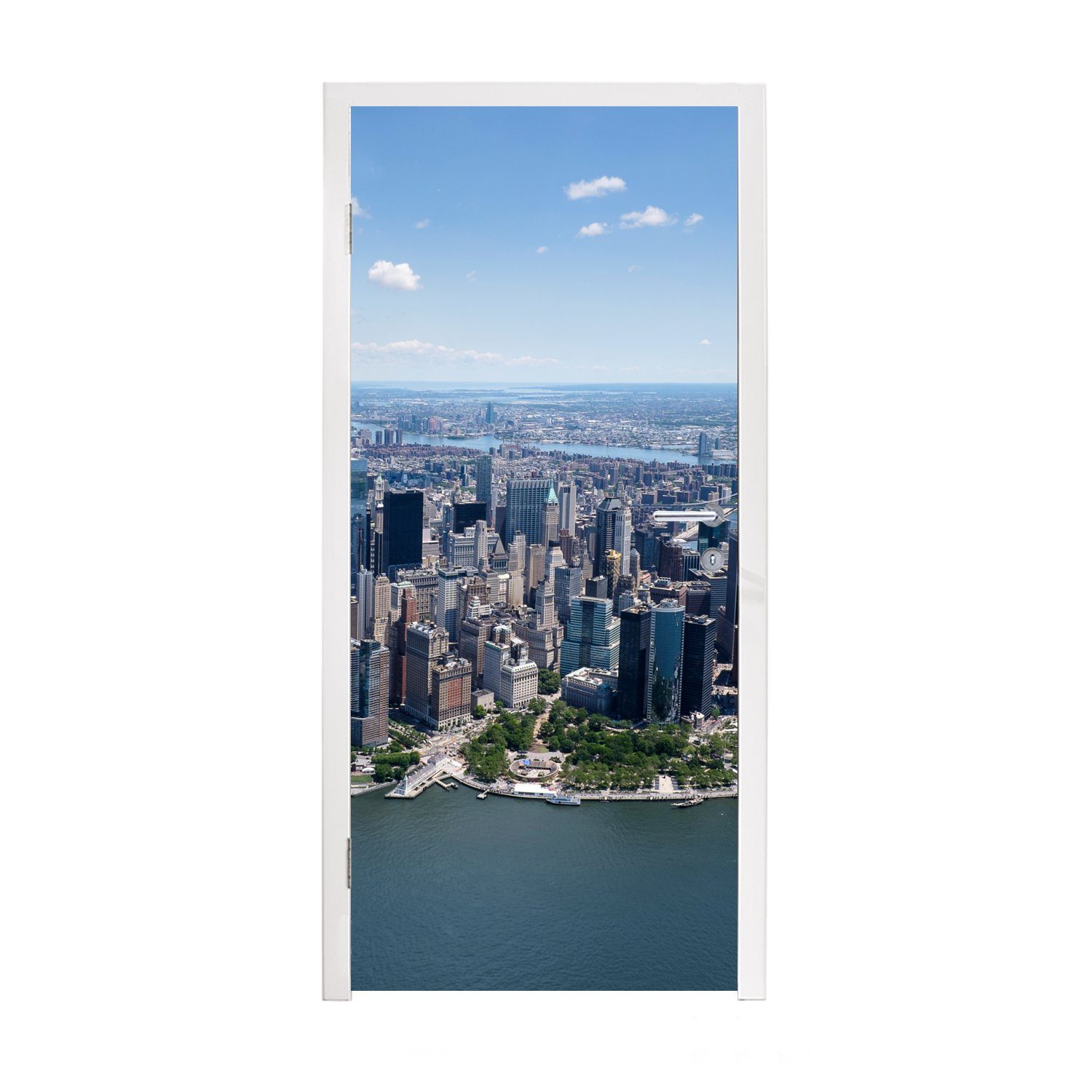 MuchoWow Türtapete New York - USA - Skyline, Matt, bedruckt, (1 St), Fototapete für Tür, Türaufkleber, 75x205 cm