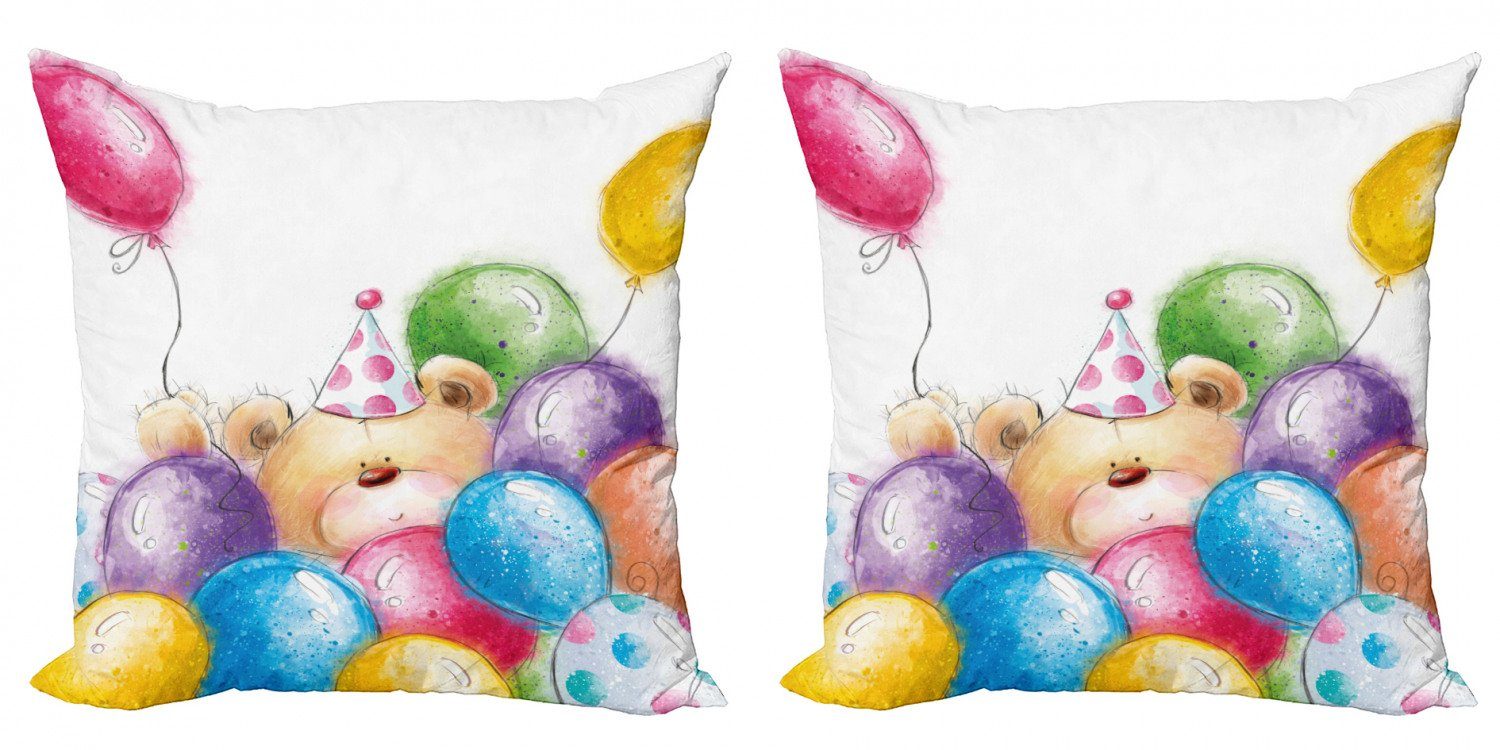 Doppelseitiger Kissenbezüge Accent Ballons Modern (2 Flüchtiger Stück), Digitaldruck, Abakuhaus Bär Geburtstag