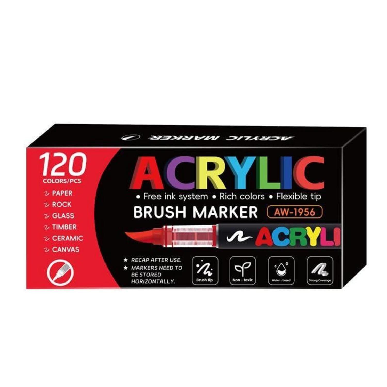 LuxusKollektion Marker Acrylstifte 120 Farben Pinselspitze wasserfest