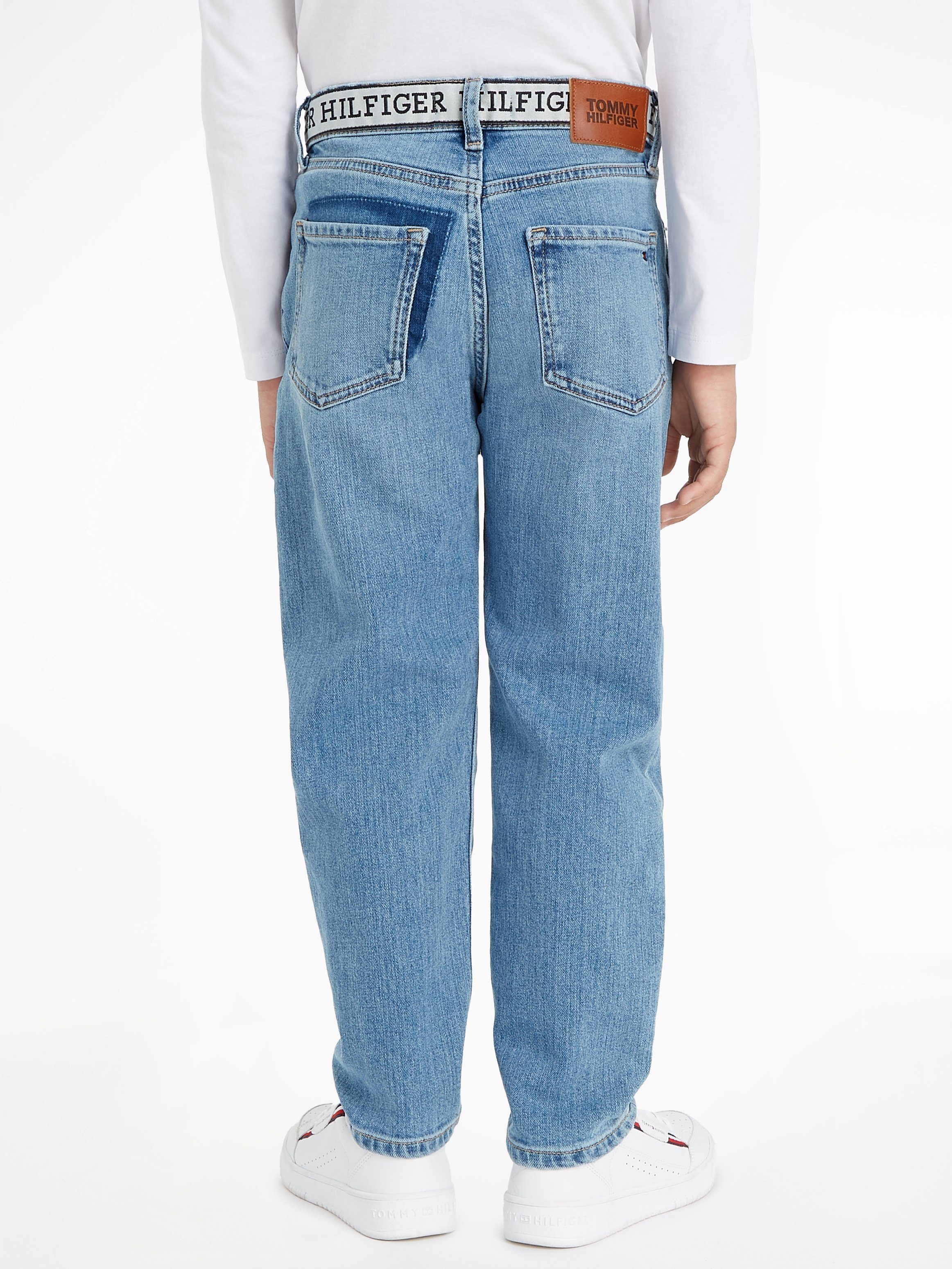 Bund WASH mit am RECONSTRUCTED Hilfiger Straight-Jeans Tommy ARCHIVE MID Logoschriftzug
