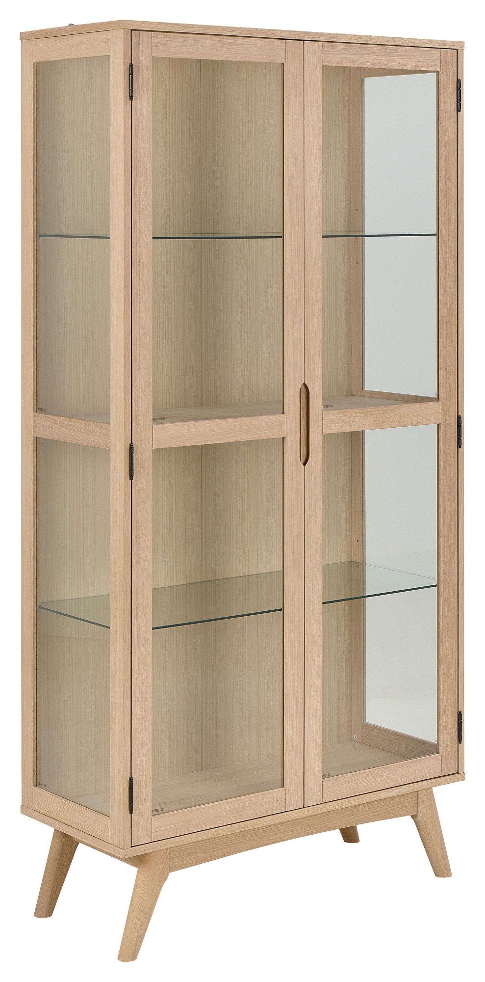 ACTONA GROUP Vitrine Marte ölbehandeltes Eiche Furnier, 2 Türen, klar Glas, 94x40x192 cm