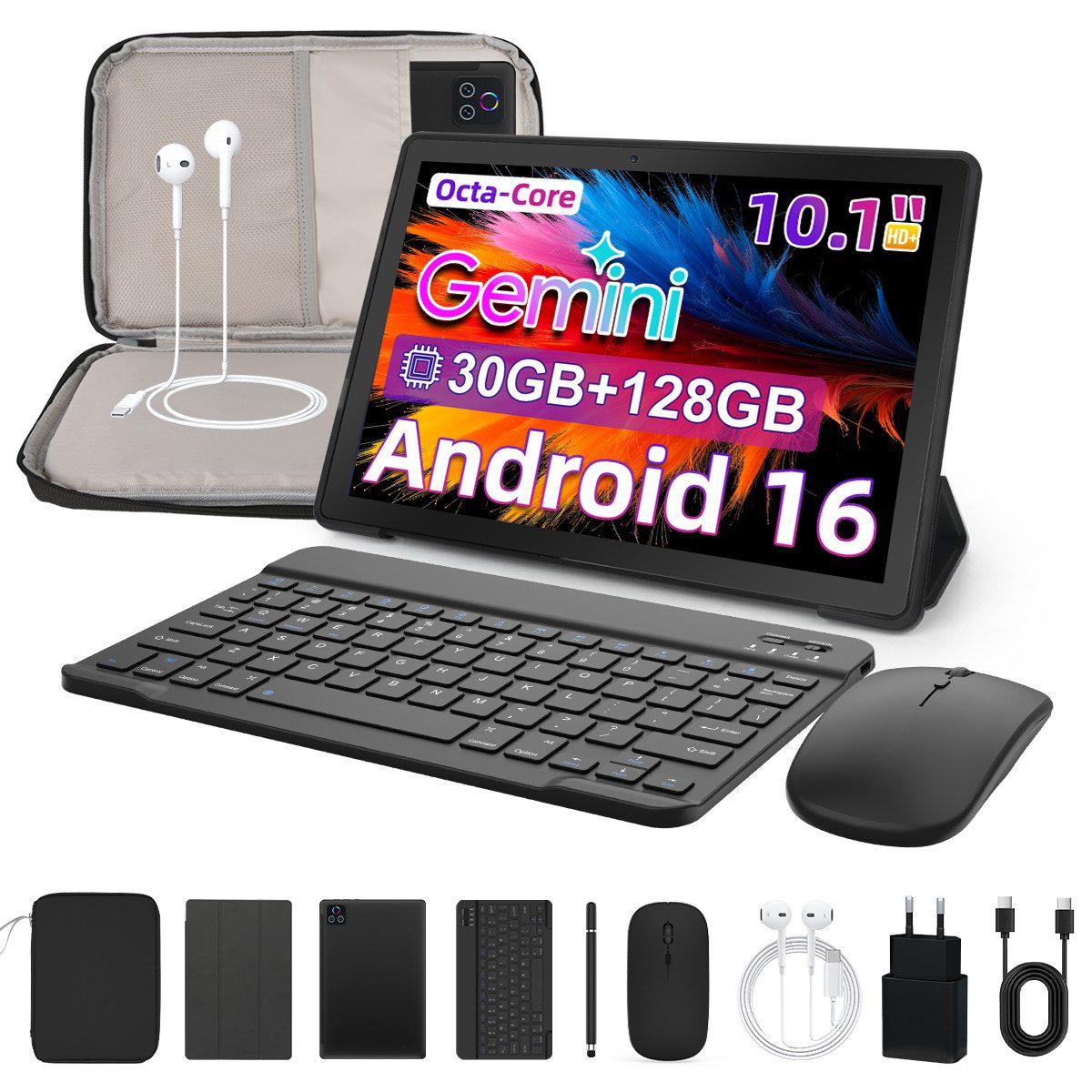 BUFO 10.1 Zoll Android, 4GB/6GB+128GB, 1280x800 HD, incl. Hülle Set Tablet (10", 128 GB, Android 16)