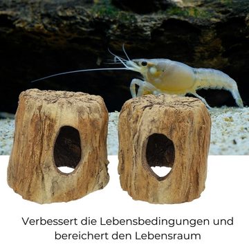 GarPet Aquariendeko Aquarium Terrarium Deko Keramik Baumstumpf Laich Ton Höhle Versteck