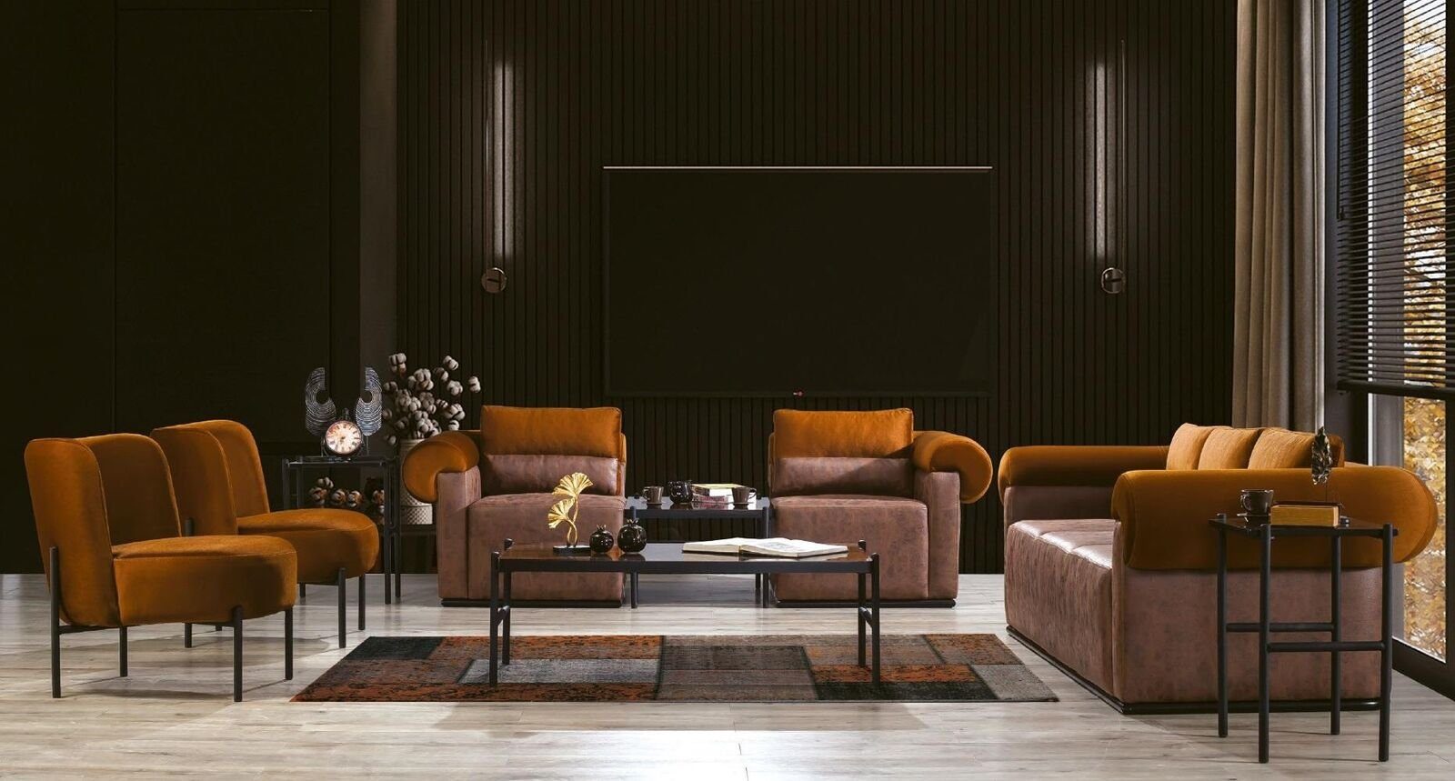 JVmoebel Sessel Brauner Textil Möbel Made Sessel), Sessel in nur Lounge Luxus Fernseh Europa Einsitzer Designer (1-St., 1x