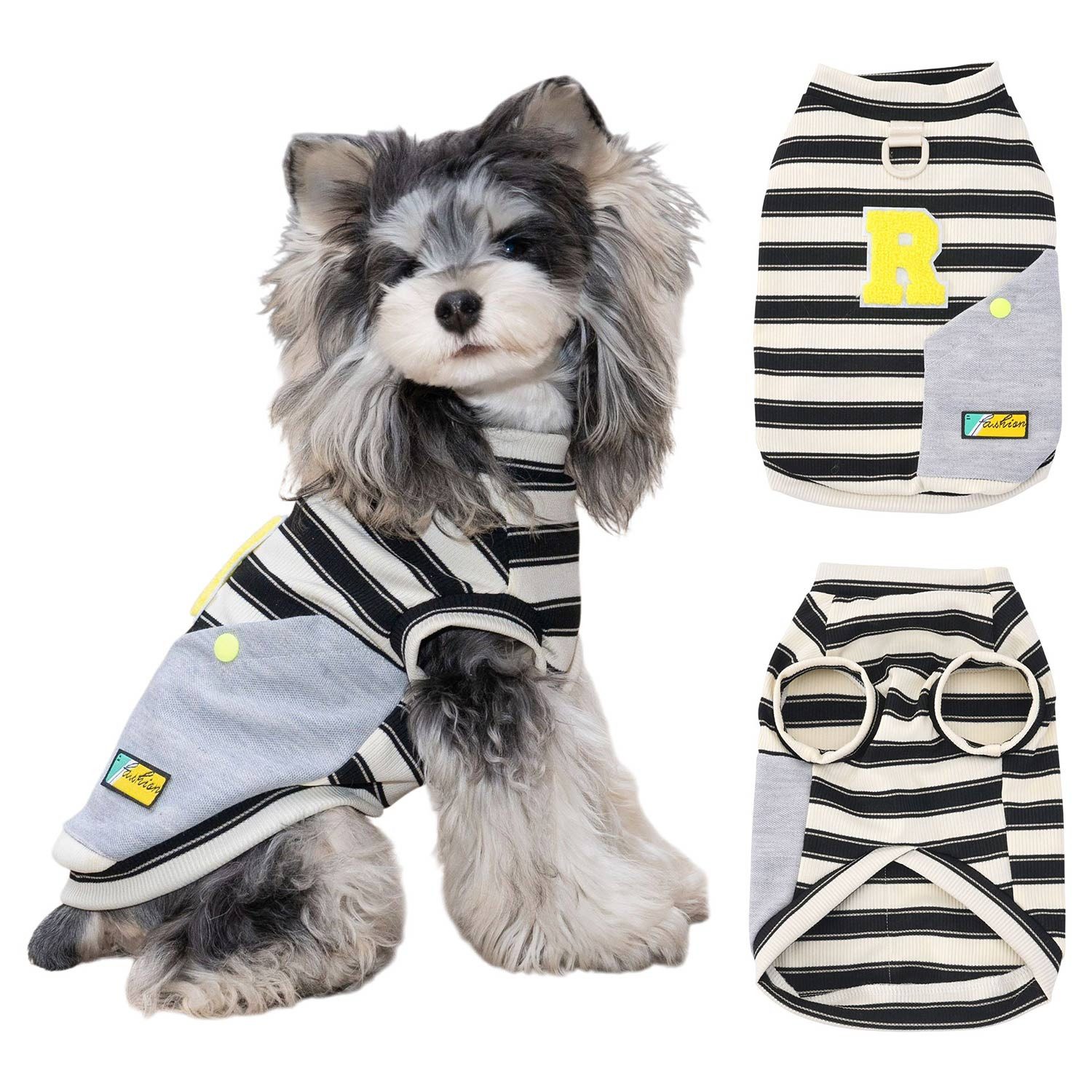 Refttenw Hundejacke Hund T-Shirt gestreift,Hundebekleidung,Kleine Hunde Kleidung