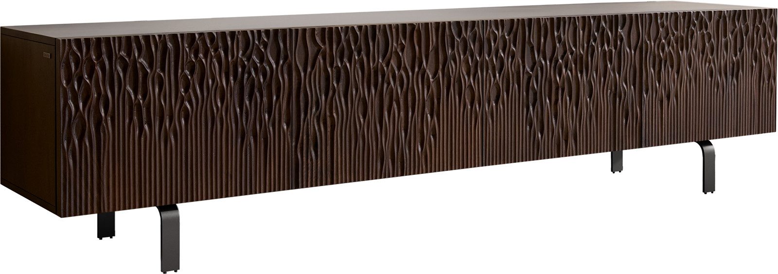 DELIFE Lowboard Follia, Mango Braun 200 cm 4 Türen L-Fuß Metall Schwarz Lowboard