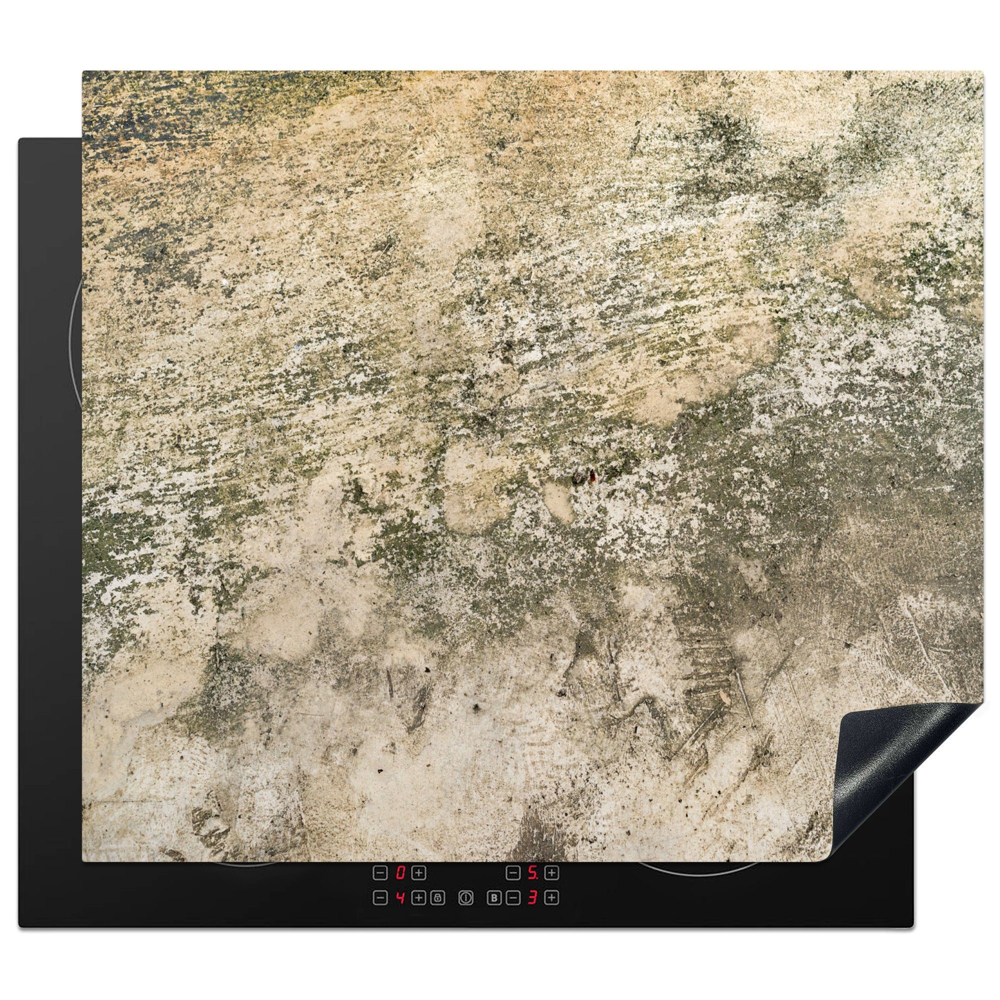 MuchoWow Herdblende-/Abdeckplatte Retro - Beton - verwittert - antik, Vinyl, (1 tlg), 58x51 cm, Küchen Dekoration für Induktionsherd, Induktionskochfeld