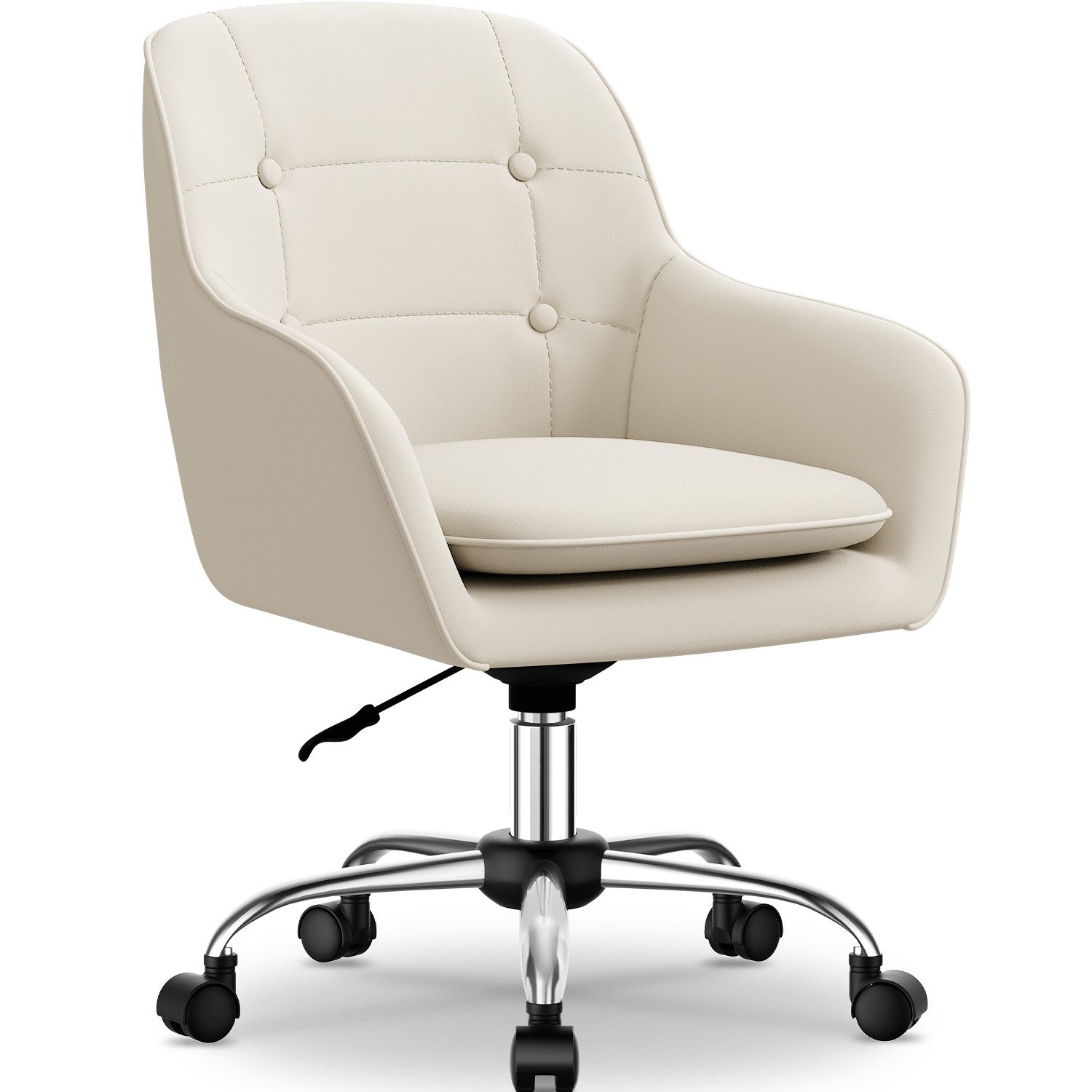 Adormii Bürostuhl Schminkstuhl,Homeoffice Stuhl mit Armlehnen,Drehstuhl mit Rrollen (Schreibtischstuhl,Boucle-Gewebe,höhenverstellbar,für Schminktisch,Arbeitszimmer, Schlafzimmer,150kg)