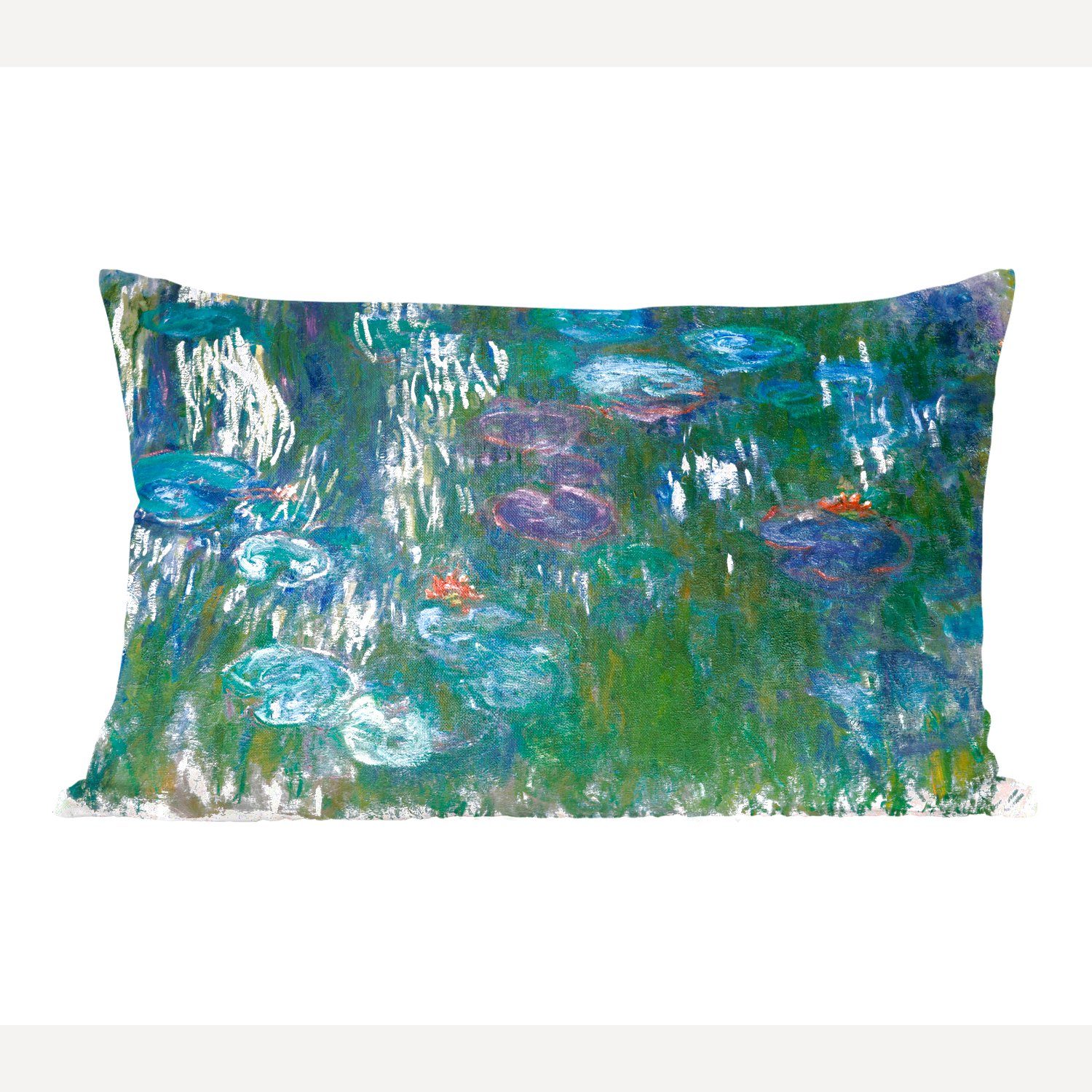 MuchoWow Dekokissen Blaue Seerosen - Gemälde von Claude Monet, Wohzimmer Dekoration, Zierkissen, Dekokissen mit Füllung, Schlafzimmer