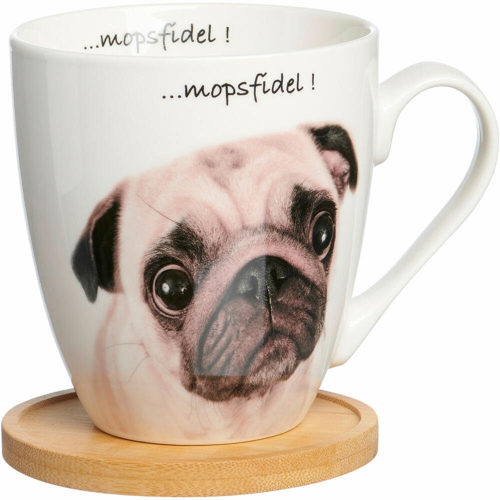 Ritzenhoff & Breker Becher Tierisch Cool Mopsfidel 600 ml, Porzellan, aus der Serie: Tierisch Cool