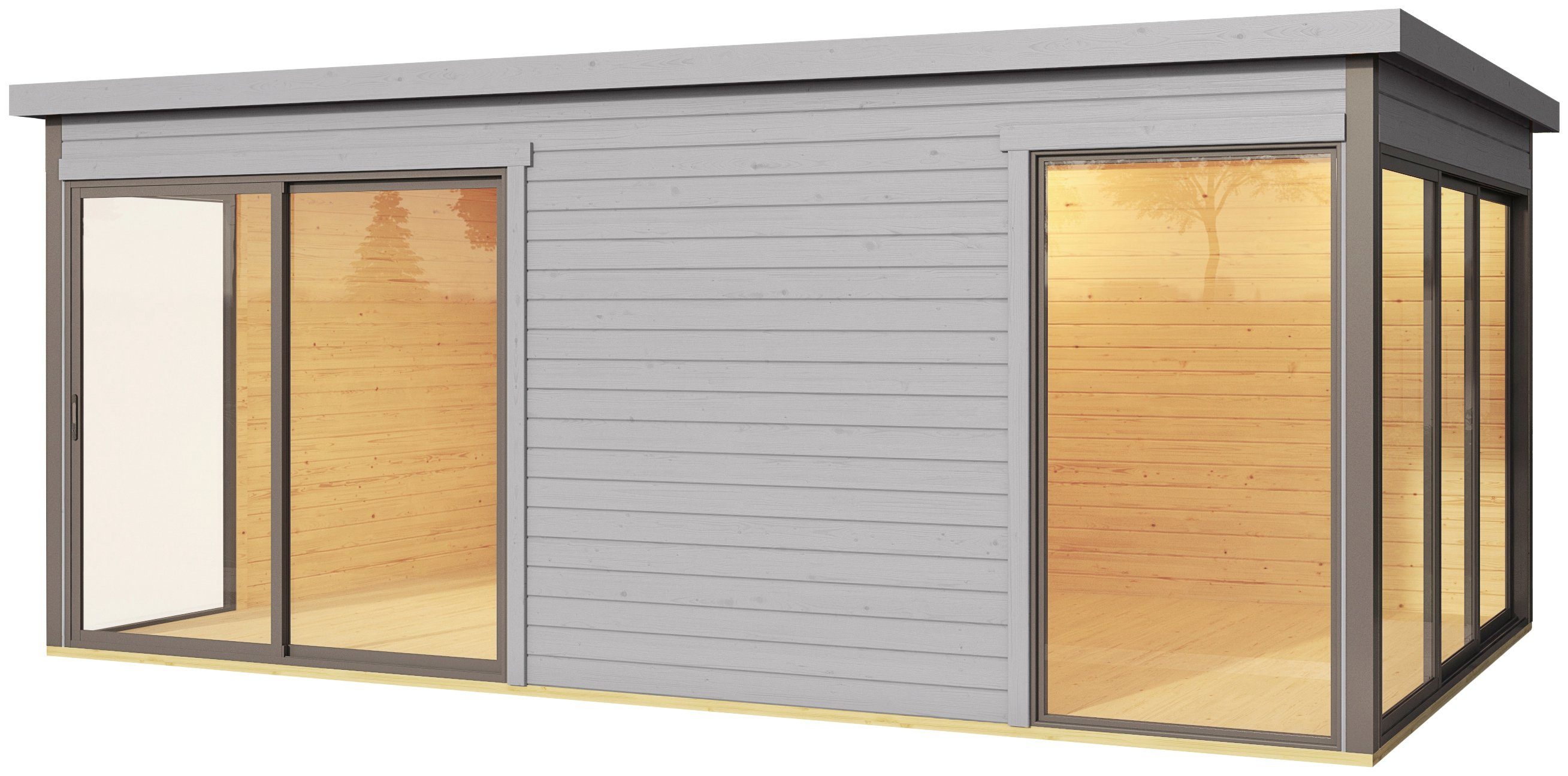 LASITA MAJA Gartenhaus DOMEO 3 LICHTGRAU/ANTHRAZIT, BxT: 528,4x341,5 cm, (Set), 2-Raum, Fundamentmass 5088 x 3219, Lichtgrau
