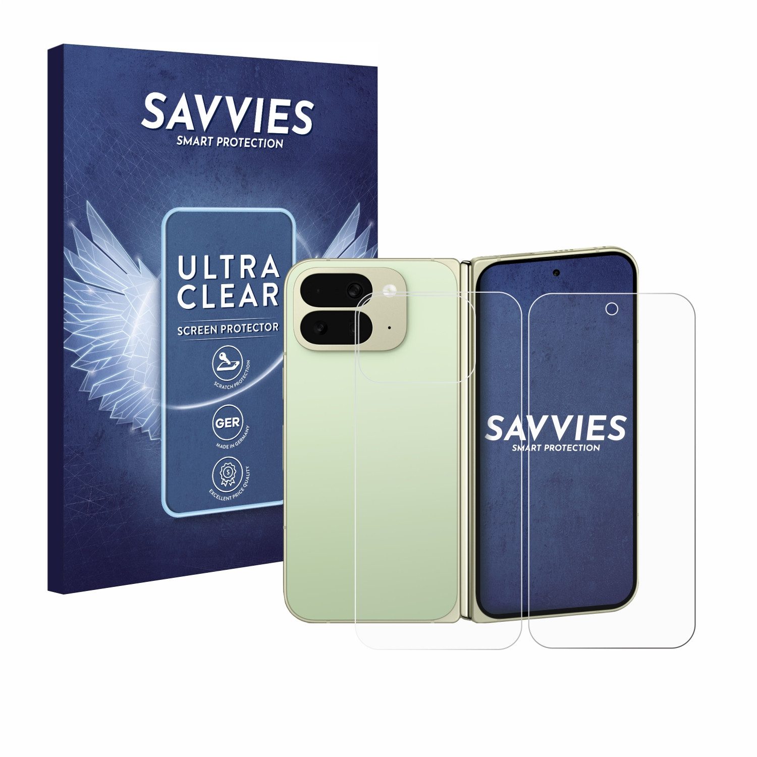 Savvies Displayschutzfolie Schutzfolie für Google Pixel 10 Pro Fold (Display+Rückseite), 18 Stück, Displayschutz Schutz Folie Klar Transparent