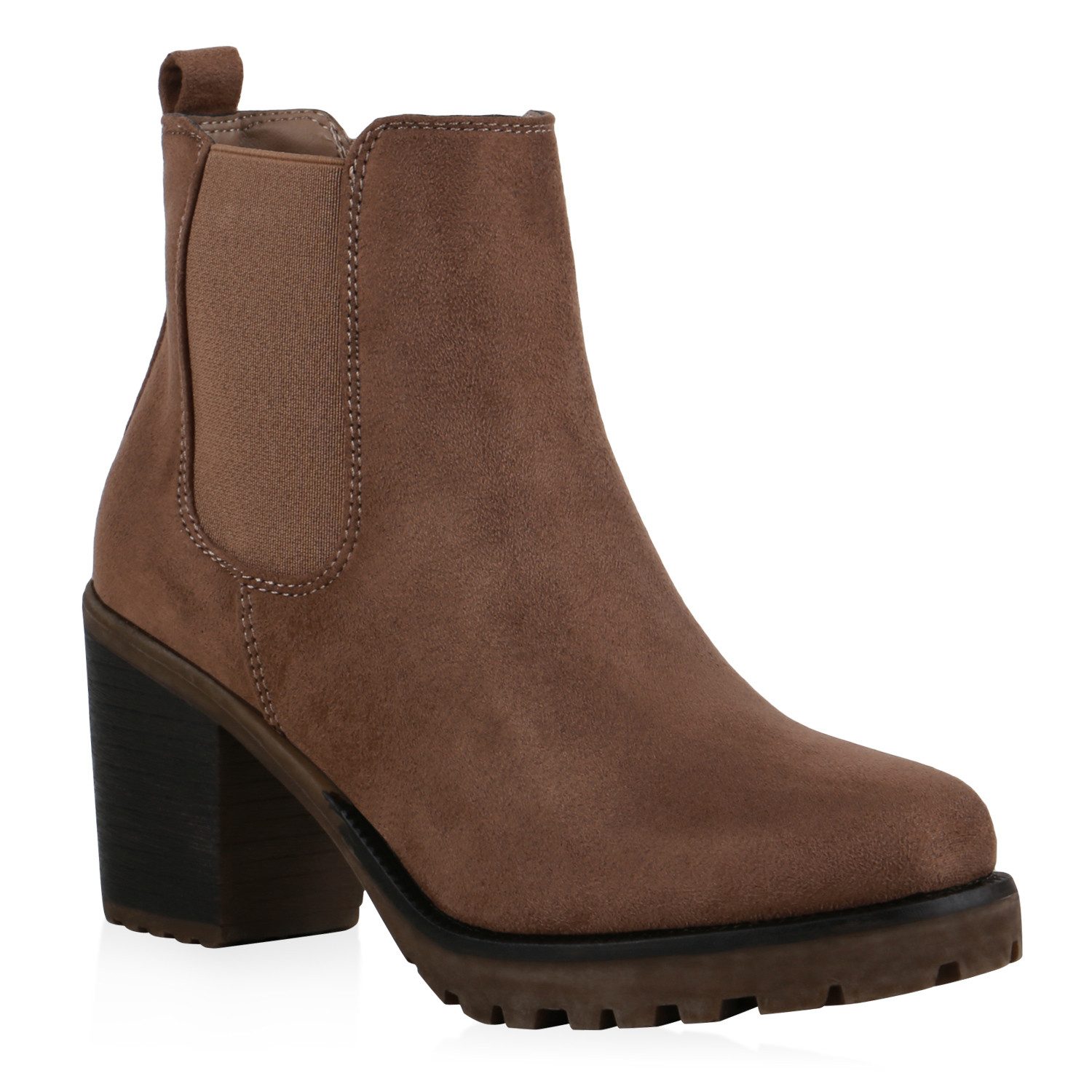 VAN HILL 76870 Chelseaboots Damen Stiefeletten Chelsea Boots mit Blockabsatz Samantha