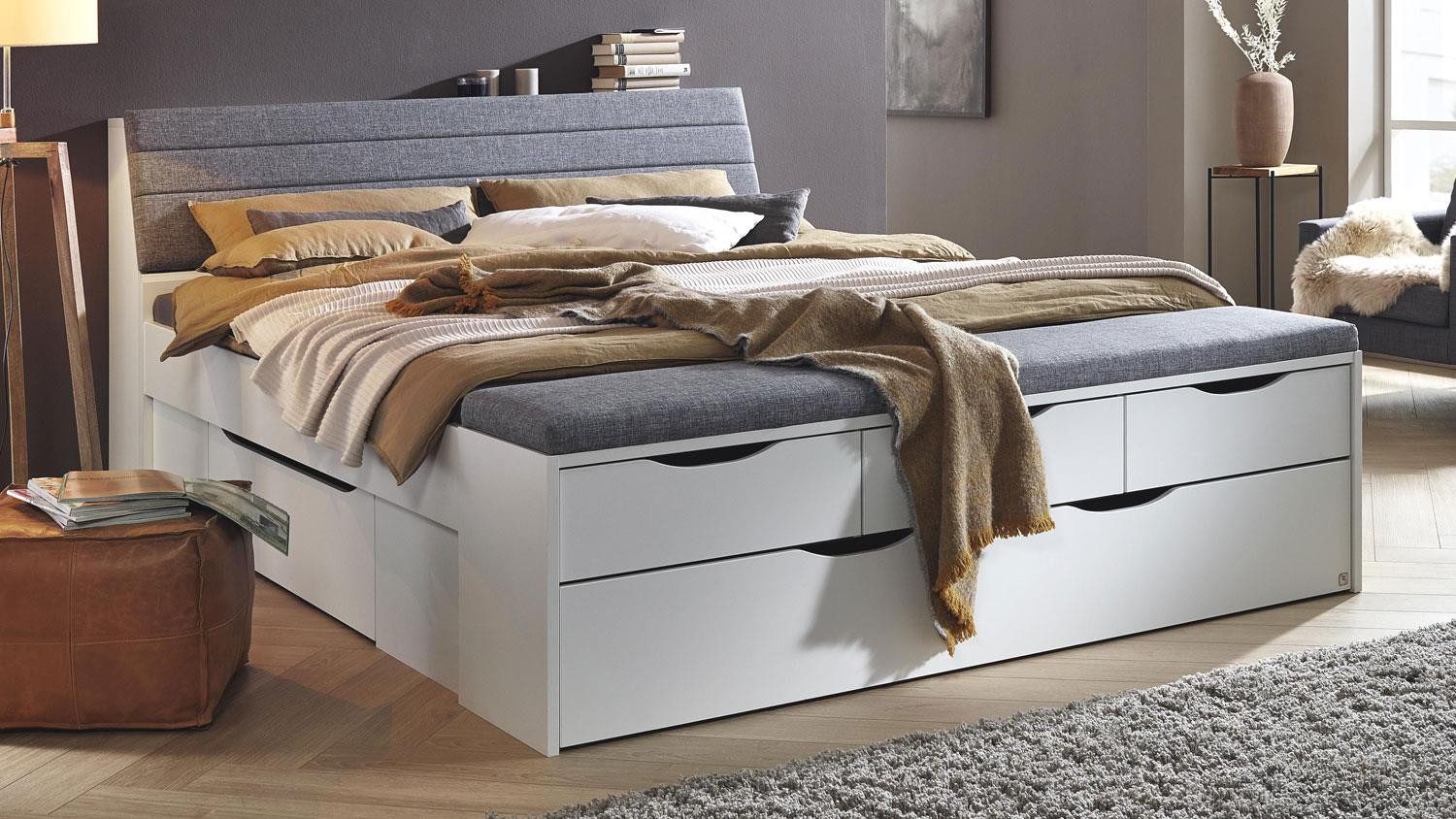 rauch ORANGE Stauraumbett Doppelbett Scala XL in Weiß Dekor inkl. Bettschubkästen 180x200 cm
