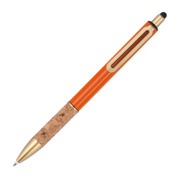 Livepac Office Kugelschreiber 10 Touchpen Metall-Kugelschreiber mit Korkgriffzone / Farbe: orange