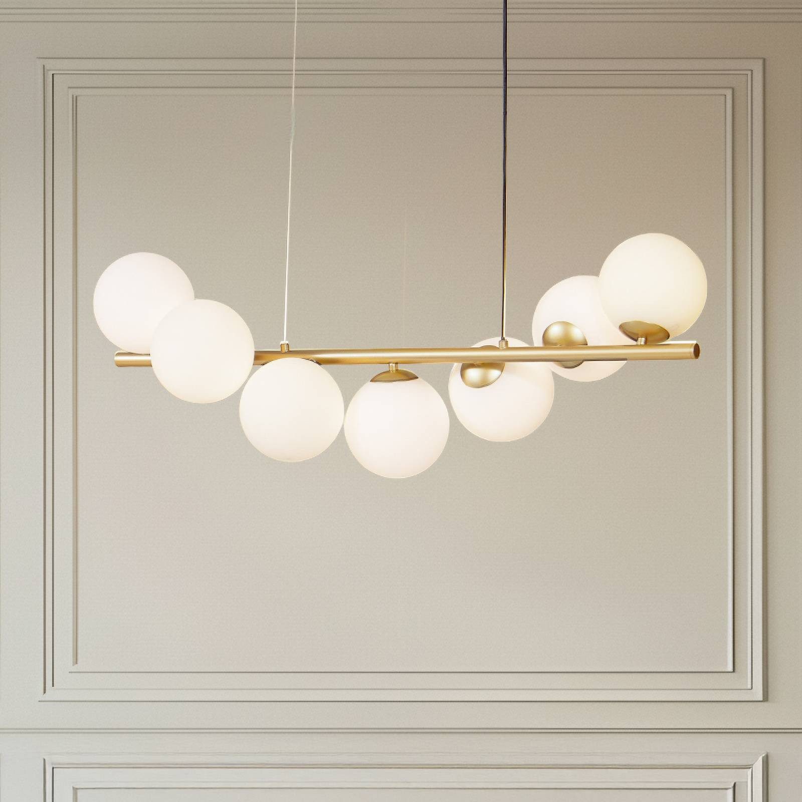 Lucande Hängeleuchte Isandro, Glas Gold / Messing IP20, 7 x 8 W LED