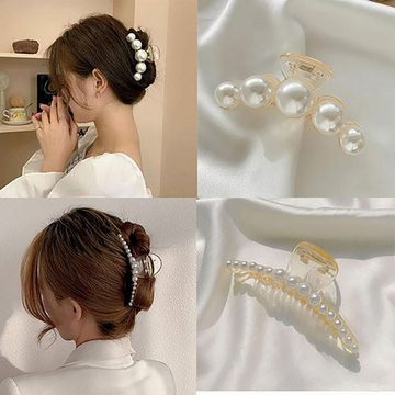 Fivejoy Haarclip 4 Stück große Perlen-Haarklammern für Frauen und Mädchen, 1-tlg., modisches Haar-Zubehör, Kopfbedeckung