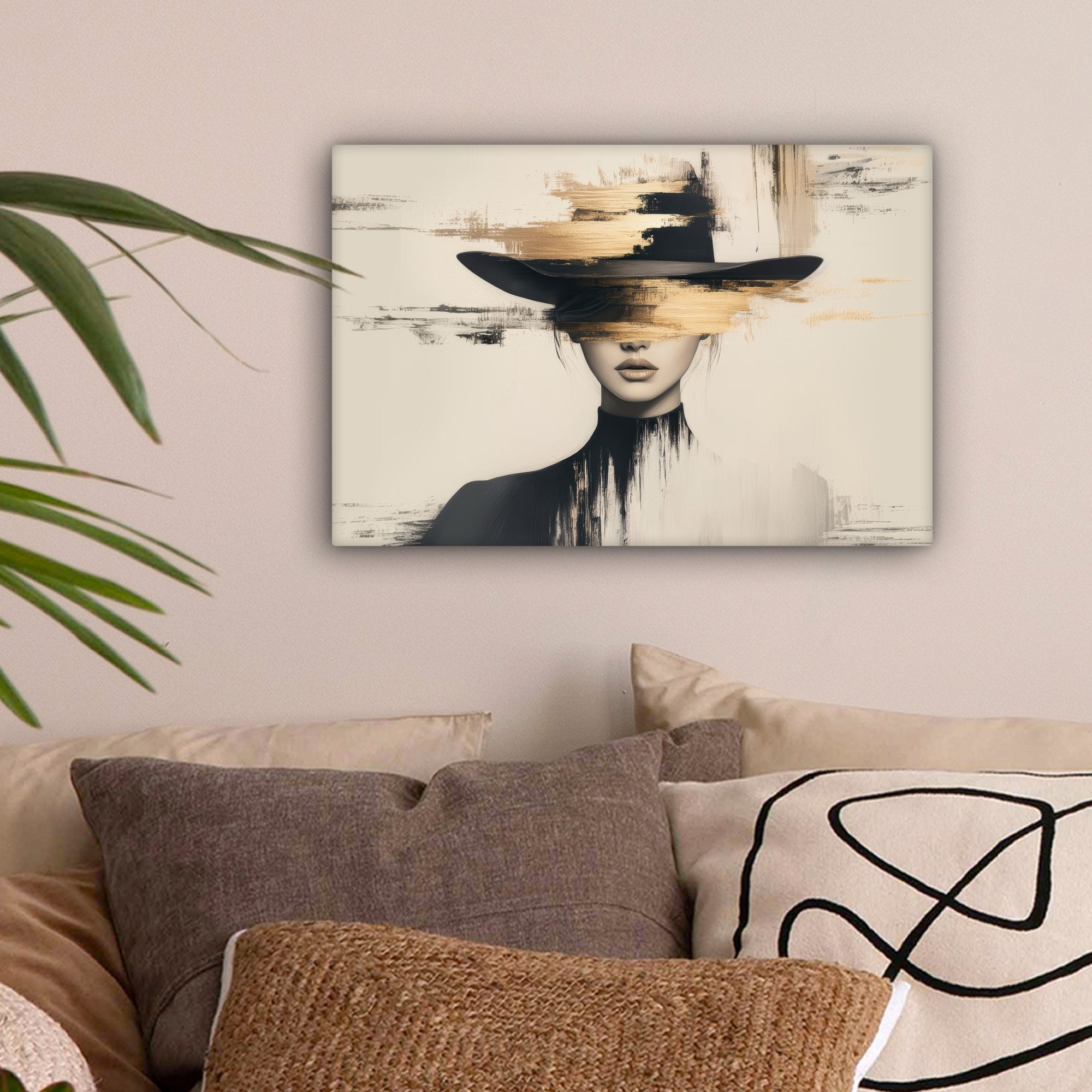 OneMillionCanvasses® Leinwandbild Frau - Hut - Farbe, Fotodruck (1 St), Lei günstig online kaufen