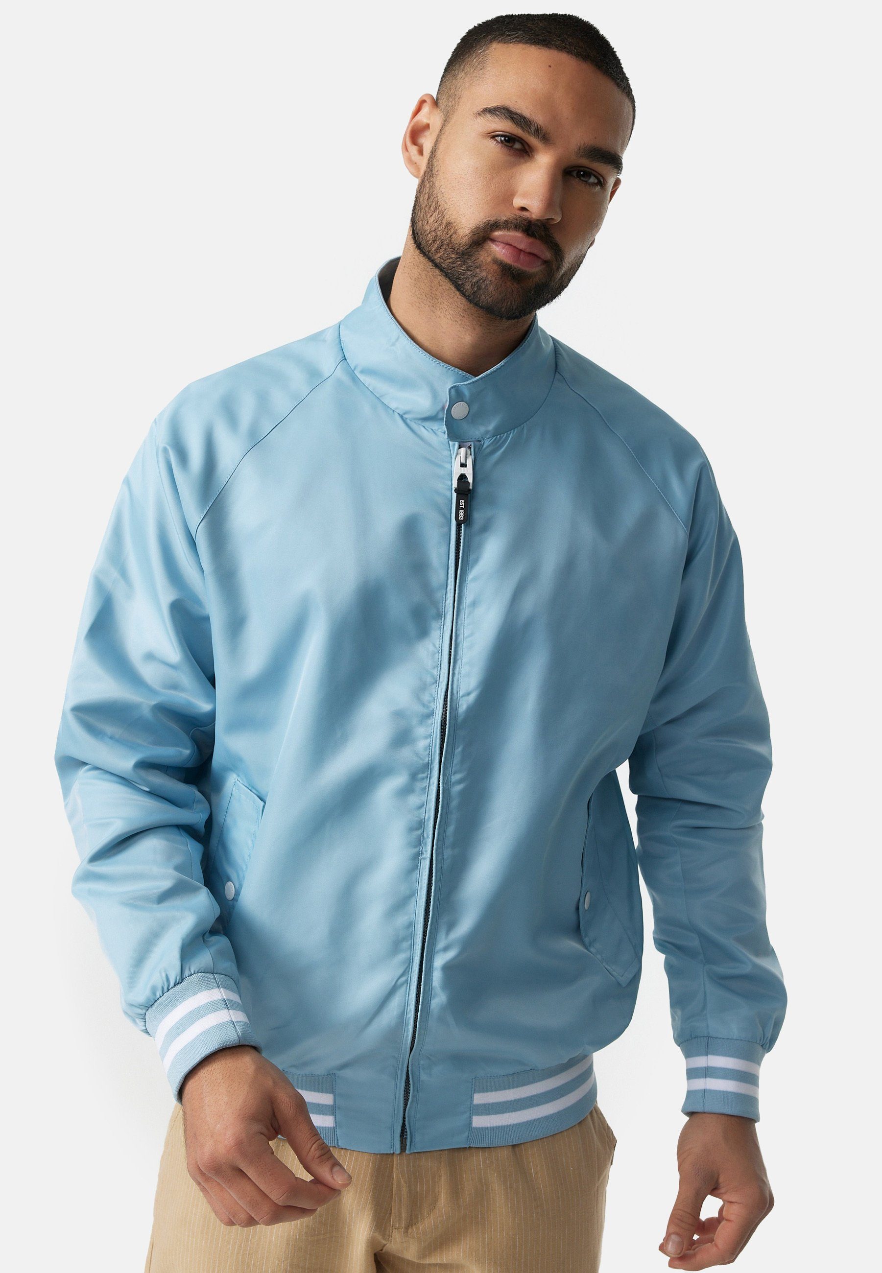 Indicode Sommerjacke Herren Ayser Übergangsjacke Herrenjacke mit Stehkragen & gerippten Arm-und Saumabschluss