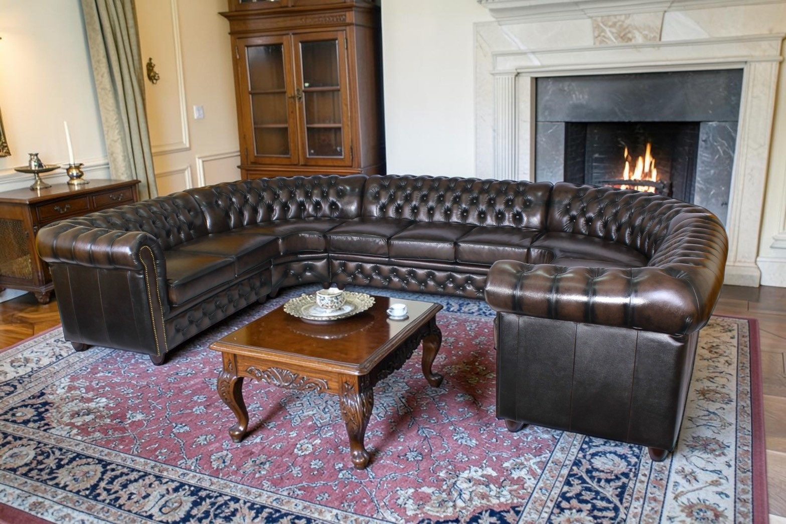 Salottini Chesterfield-Sofa XXL PREMIUM Chesterfield Wohnlandschaft Westminster Ecksofa Leder, Handarbeit