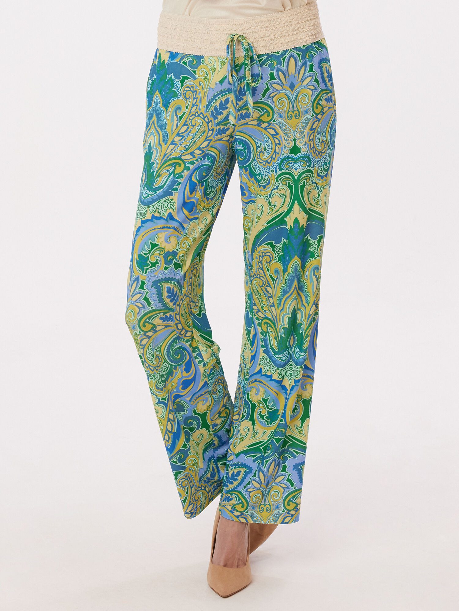 MONACO blue Schlupfhose Palazzohose Weit mit Paisleyprint
