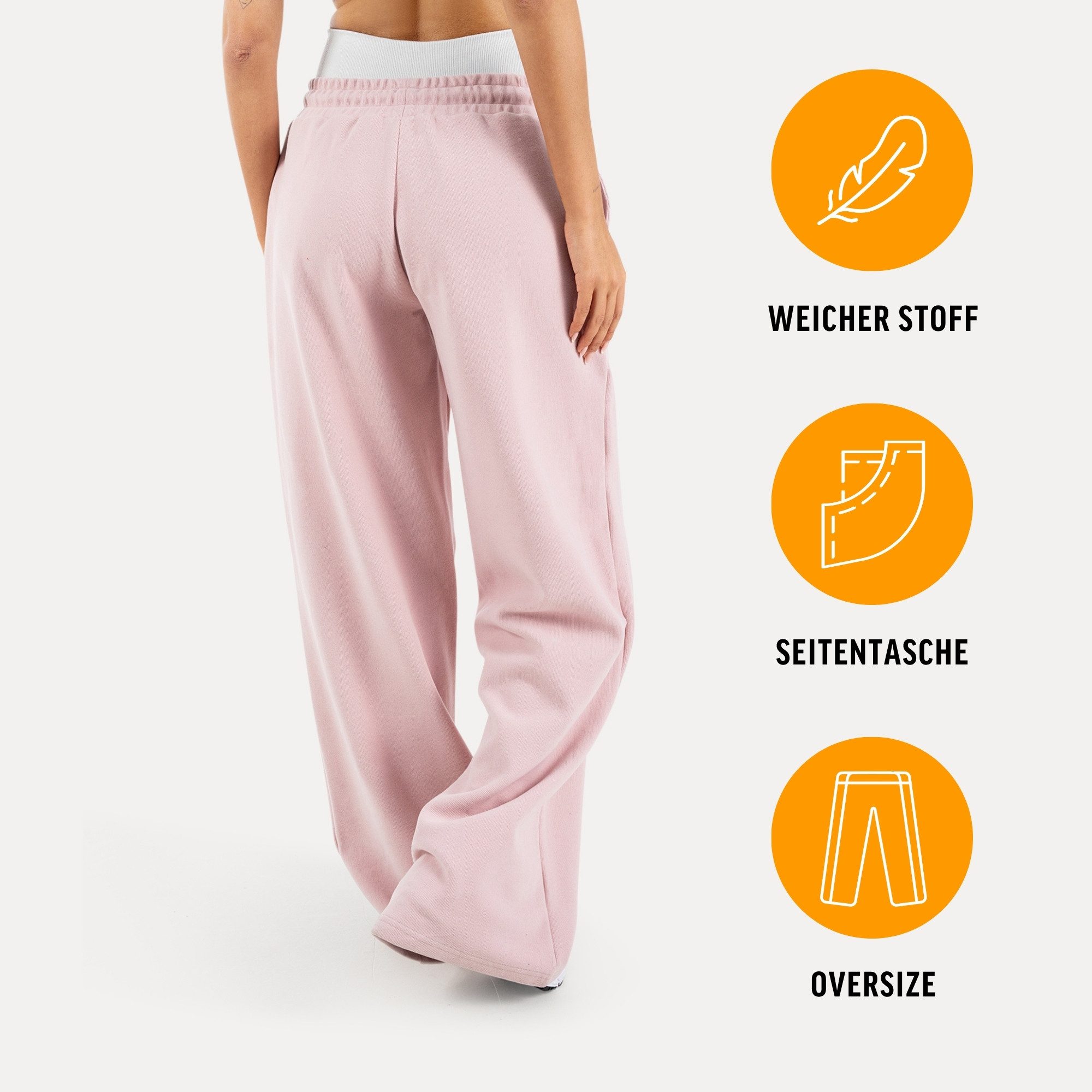 Smilodox Jogginghose Yelin, Trainingshose Damen Oversized Fit Wide-Leg mit Tunnelzug Elastischer Bund, Kordelzug, Weites Bein, Dezentes Logo, Freizeit