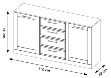 Feldmann-Wohnen Sideboard Cozy 45 (1 St), 170x42x90cm Artisan Rustikal 2-türig