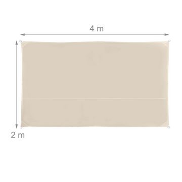 relaxdays Sonnensegel Rechteckiges Sonnensegel beige, 2 x 4 m