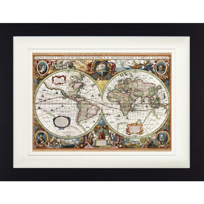 1art1 Bild mit Rahmen Historische Landkarten - Weltkarte Nova Totius Terrarum 1630