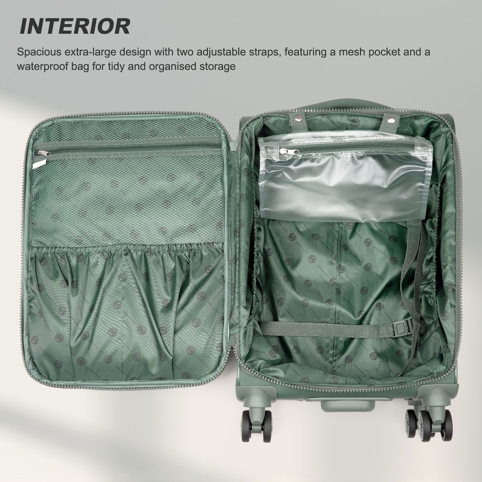 KONO Handgepäck-Trolley Leichtgewicht-Koffer aus Softshell-Material (S/M/L) – Bild 5 von 5