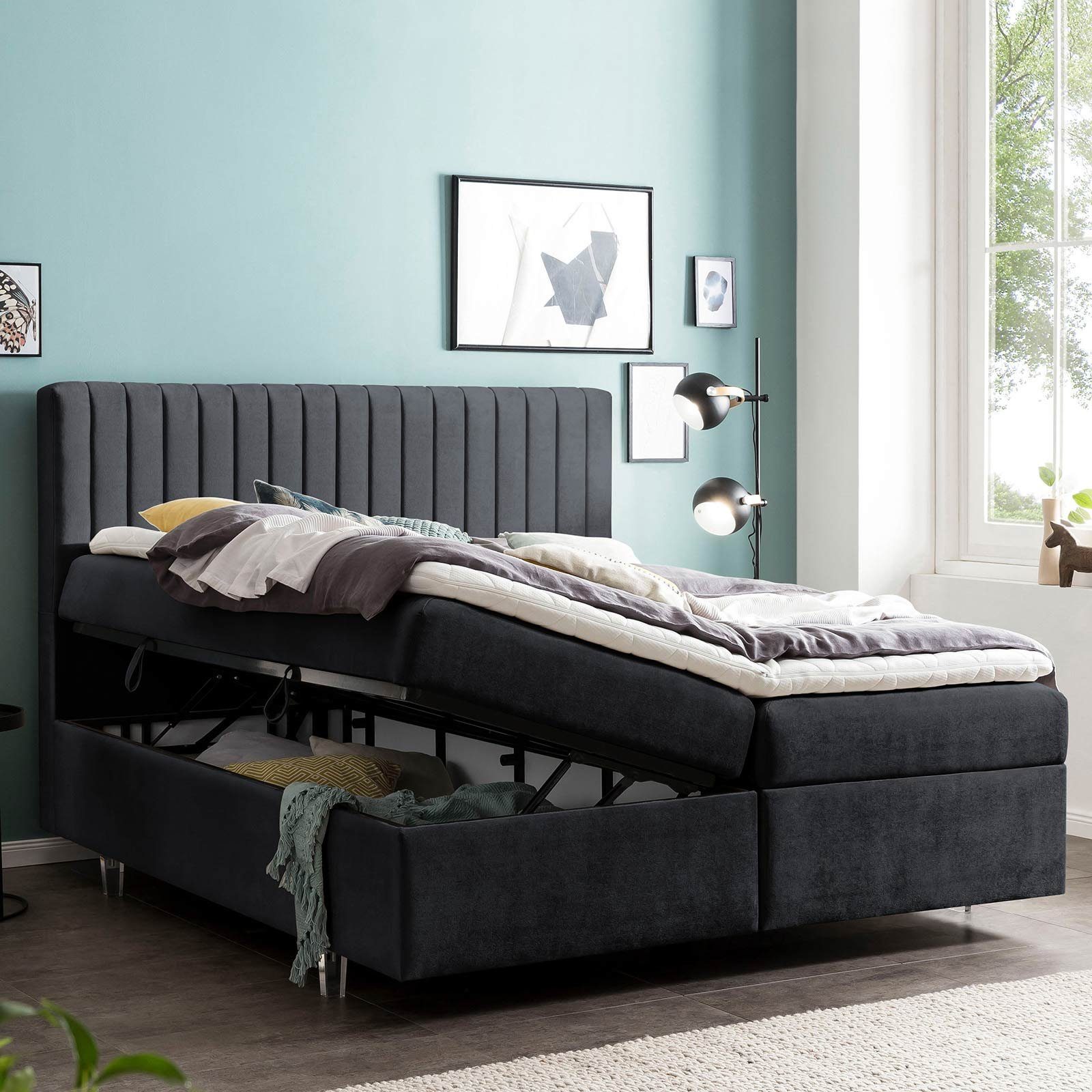 BettCo Stauraumbett Boxspringbett mit Bettkasten Paris günstig online kaufen
