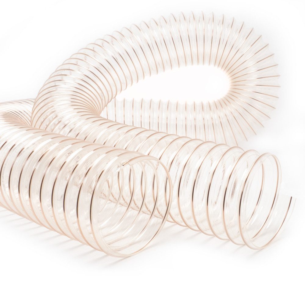 PRIMEBAG Saugschlauch 3 Meter 100mm PU Absaugschlauch Antistatisch Stahlfeder - Transparent