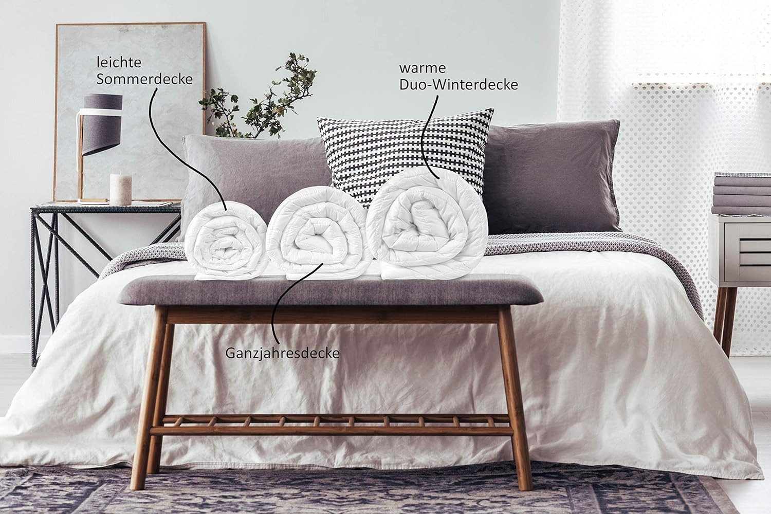 sleepling Federbettdecke Loft, Füllung: 80% Federn / 20% Daunen, Bezug: Feinster Mako-Batist, Steppung in Kassettenoptik, verhindert Verrutschen der Füllung