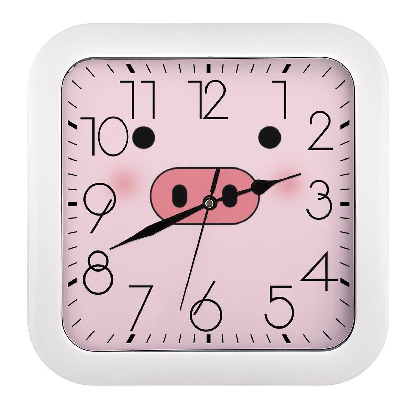 Celya Wanduhr Quadratische Uhr Küchenuhr Bürouhr modern Ohne Tickgeräusche  (mit Piggy Muster)