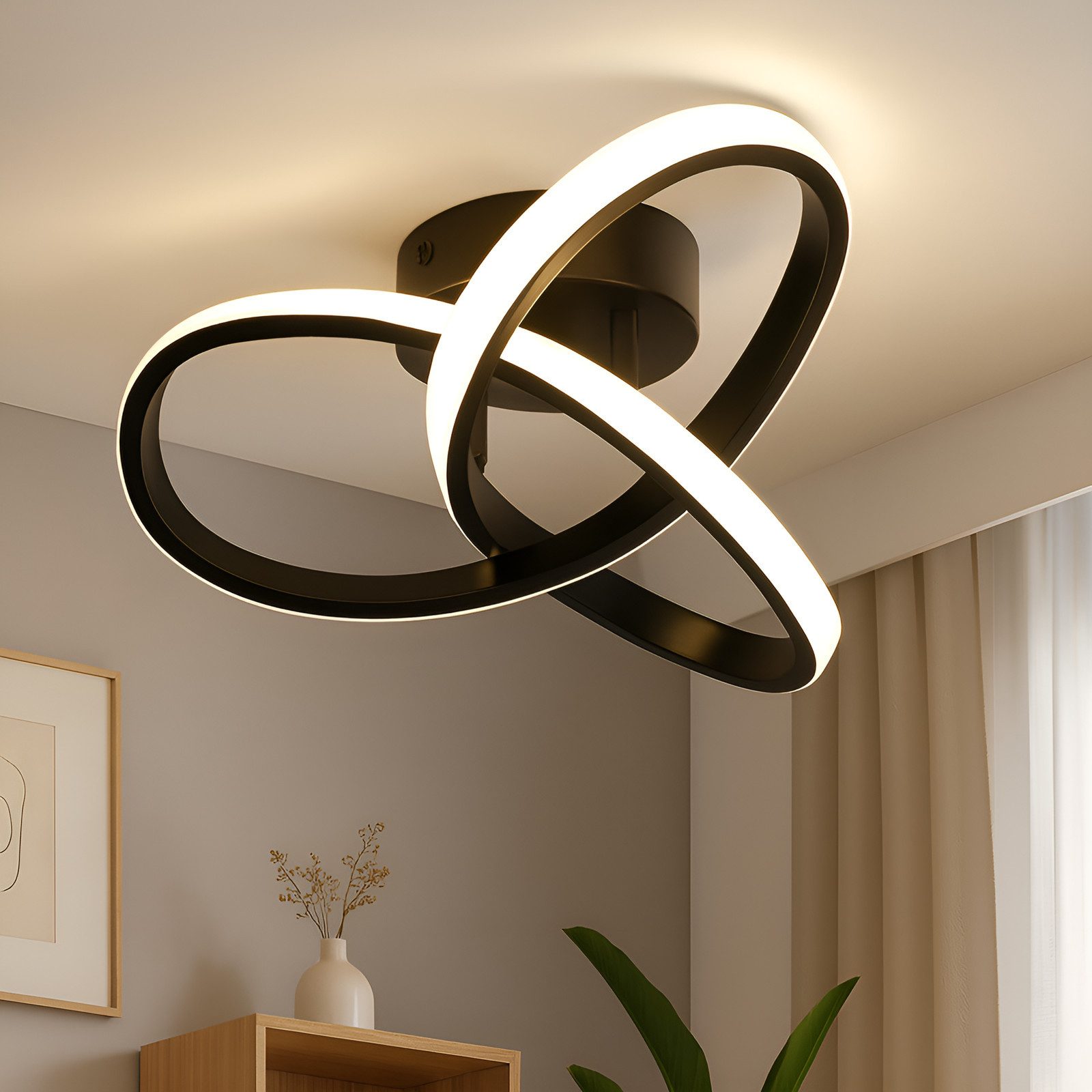 ZMH LED Deckenleuchte Wohnzimmer 3 Blatten verflochten 25/40CM Modern für Schlafzimmer Flur, Augenschutz, Einfache Installtion, LED fest integriert, Warmweiß 3000K, LED fest integriert