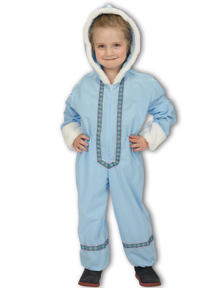 andrea-moden Kostüm Inuit Kostüm für Kinder - Hellblau, Arktis Faschingskostüm Overall mit Kapuze Winter Anzug