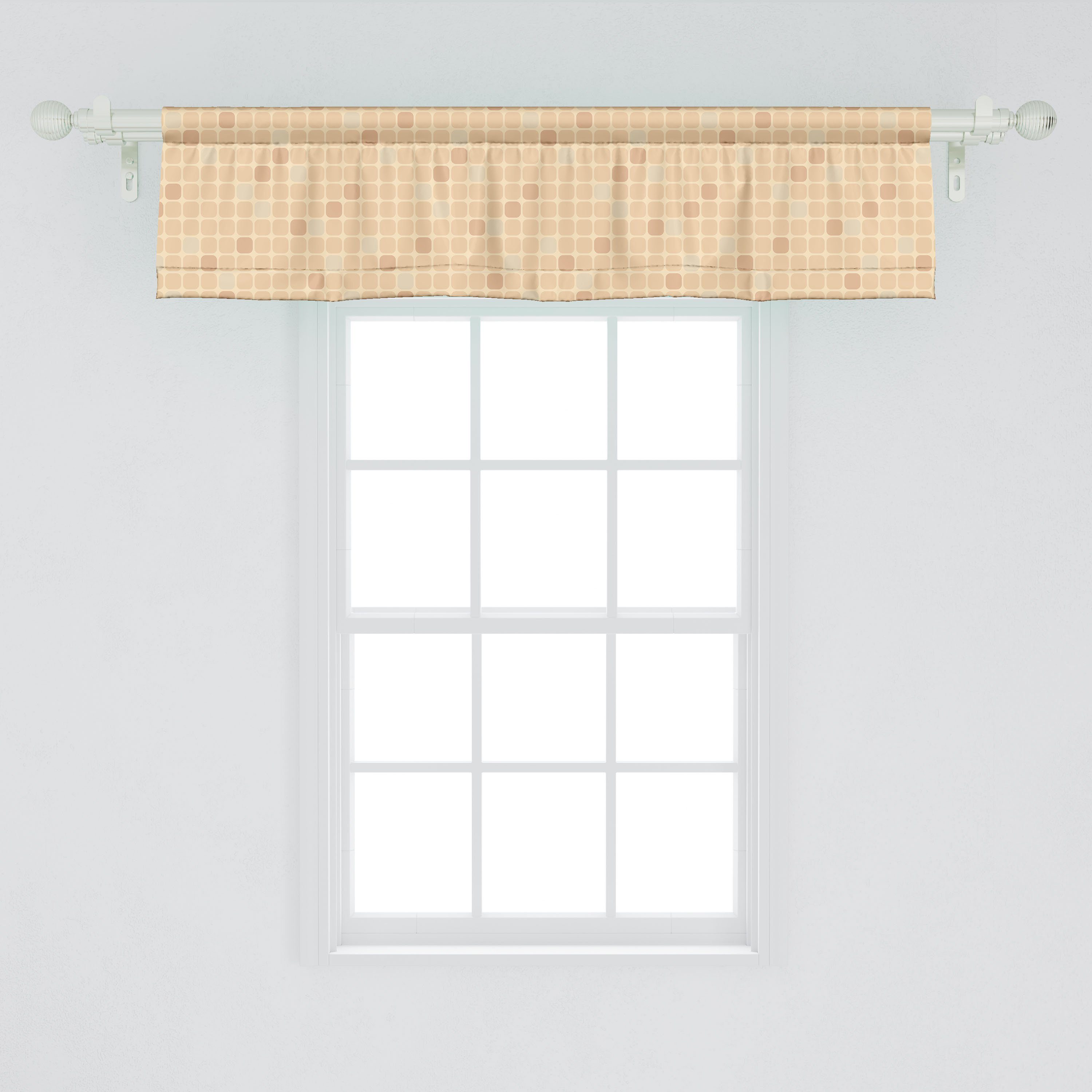 Scheibengardine Vorhang Volant für Rhythmische Abstrakt Dekor Abakuhaus, Küche Squares Microfaser, Abgerundete Stangentasche, mit Schlafzimmer