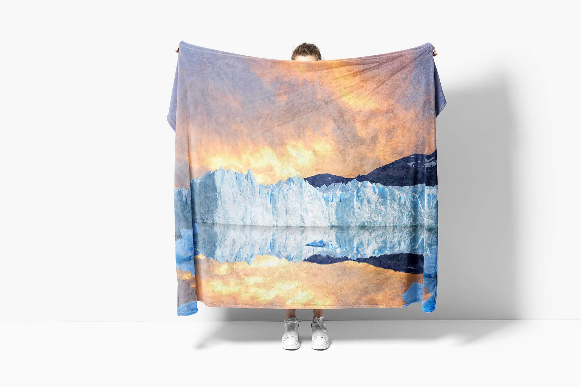 mit Handtuch (1-St), Handtuch Eisberg Art Handtücher Baumwolle-Polyester-Mix Saunatuch Kuscheldecke Sinus Berge Natur, Fotomotiv Strandhandtuch