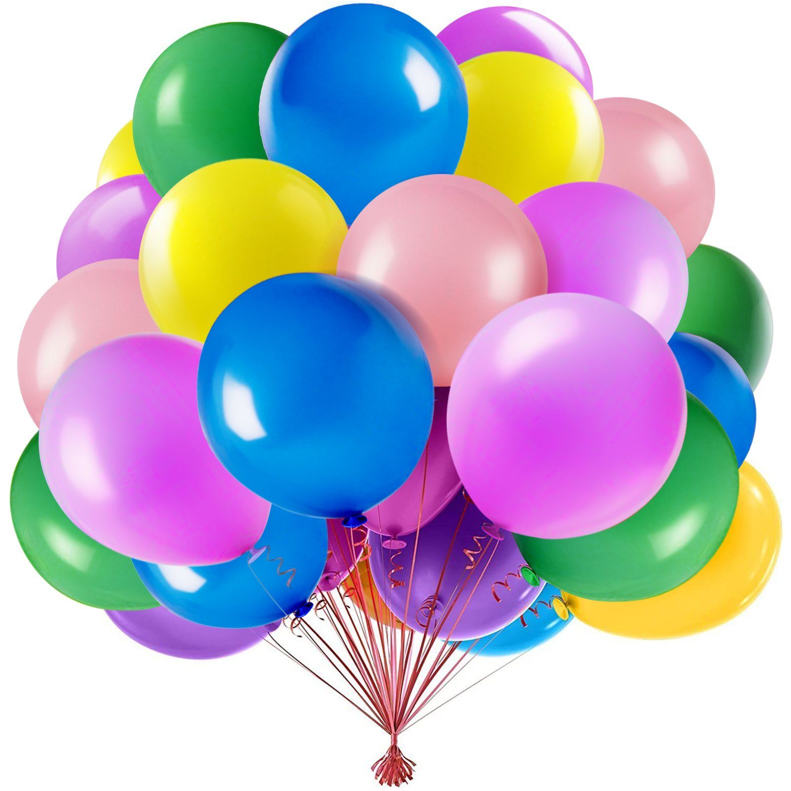 SLP-, pcs 30cm Luftballon 12-Zoll-Ballon weiß/bunt 100/200 Perlglanzfarbe SunJas