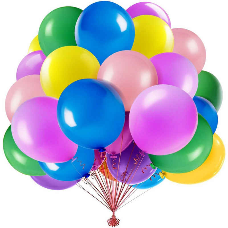 SunJas Luftballon SLP-, 100/200 pcs Perlglanzfarbe 12-Zoll-Ballon weiß/bunt 30cm